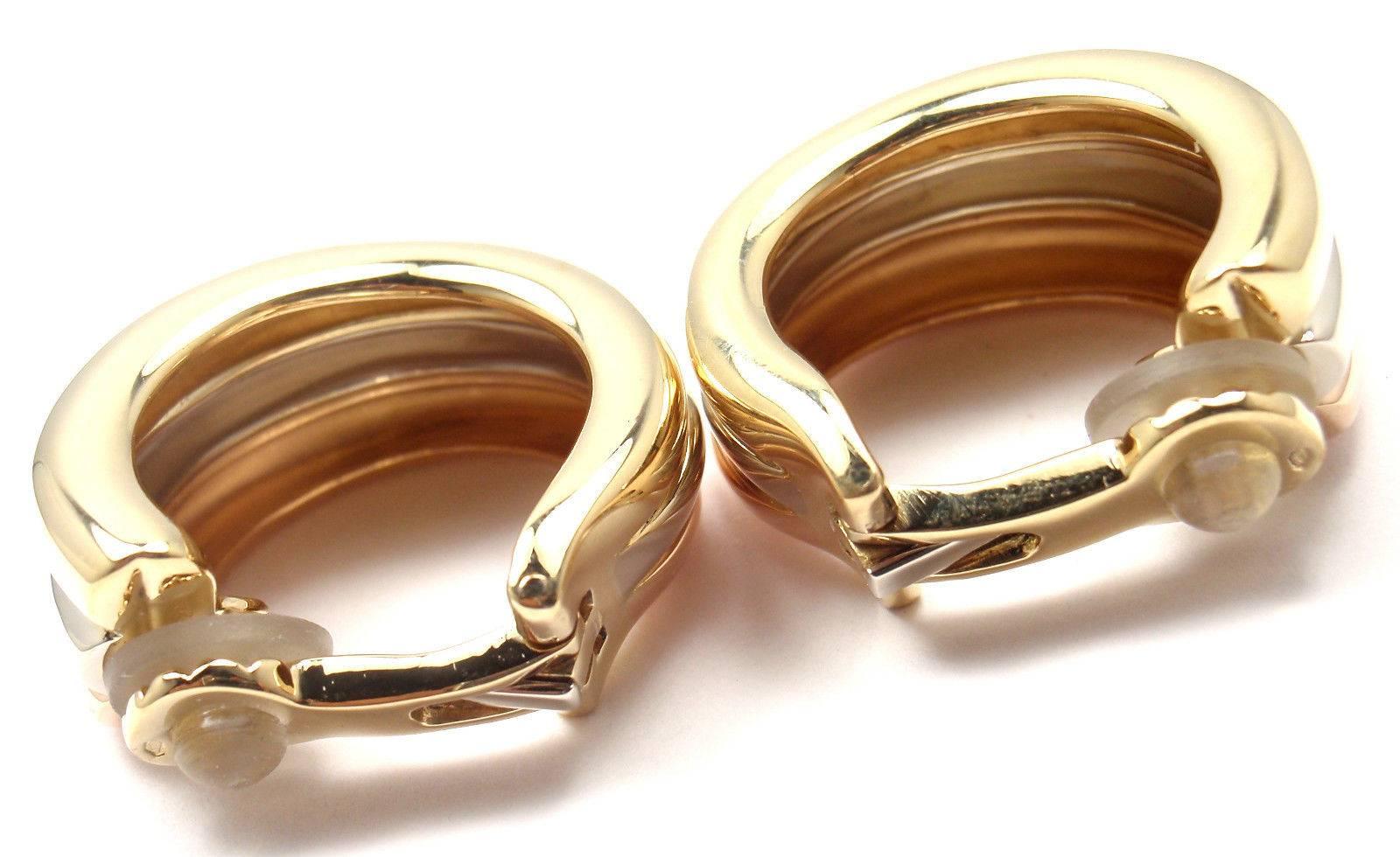 Cartier Large Trinity Tricolor Gold Hoop Earrings 3