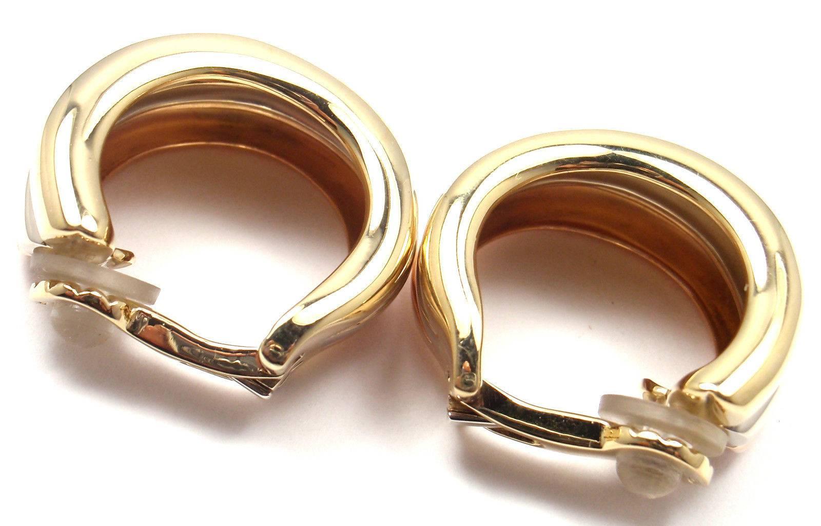 Cartier Large Trinity Tricolor Gold Hoop Earrings In New Condition In Holland, PA