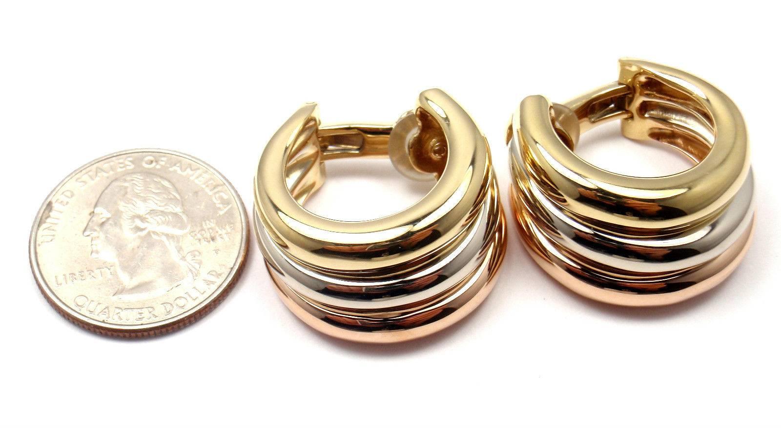 Cartier Large Trinity Tricolor Gold Hoop Earrings 2