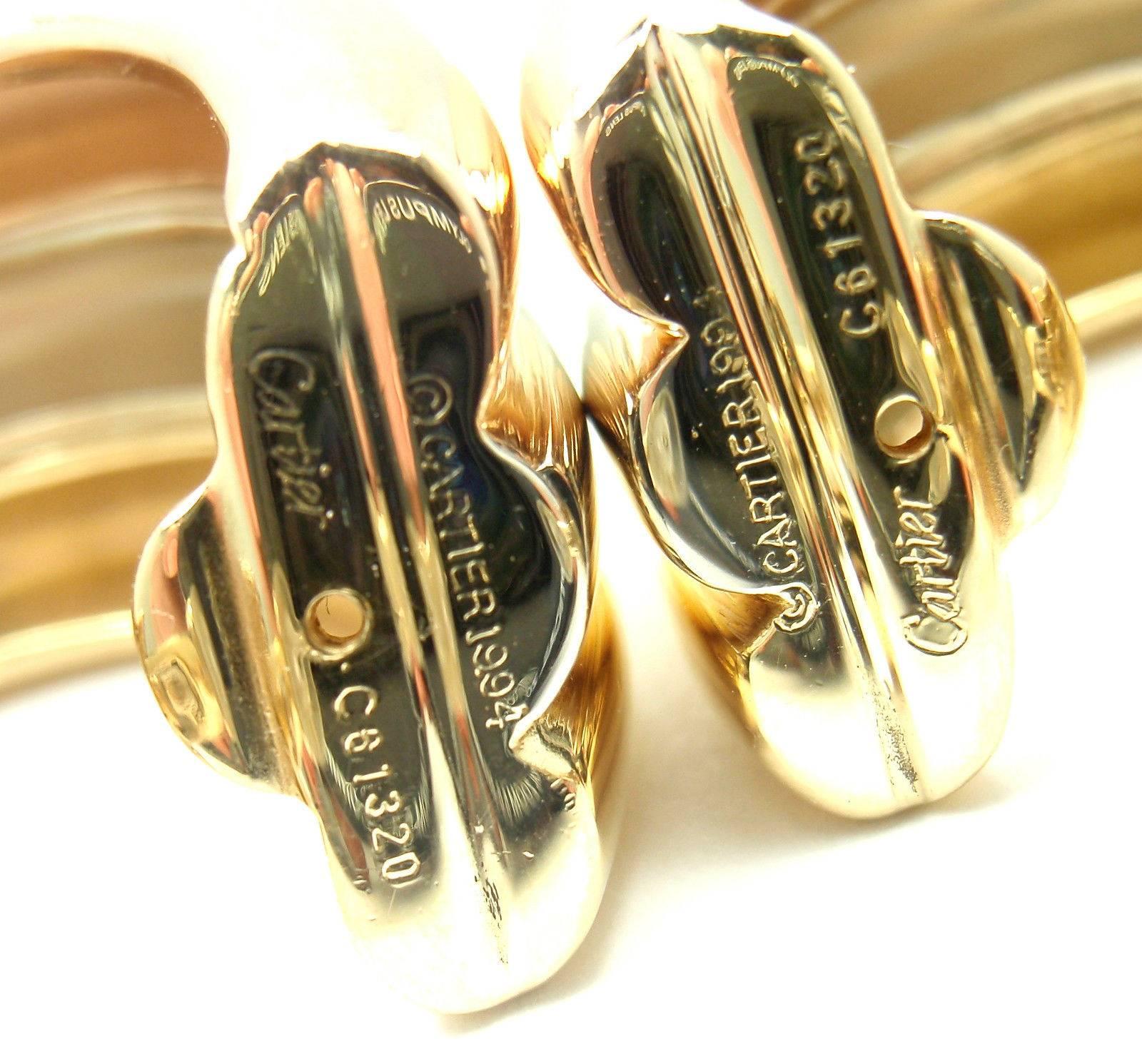 Women's or Men's Cartier Large Trinity Tricolor Gold Hoop Earrings