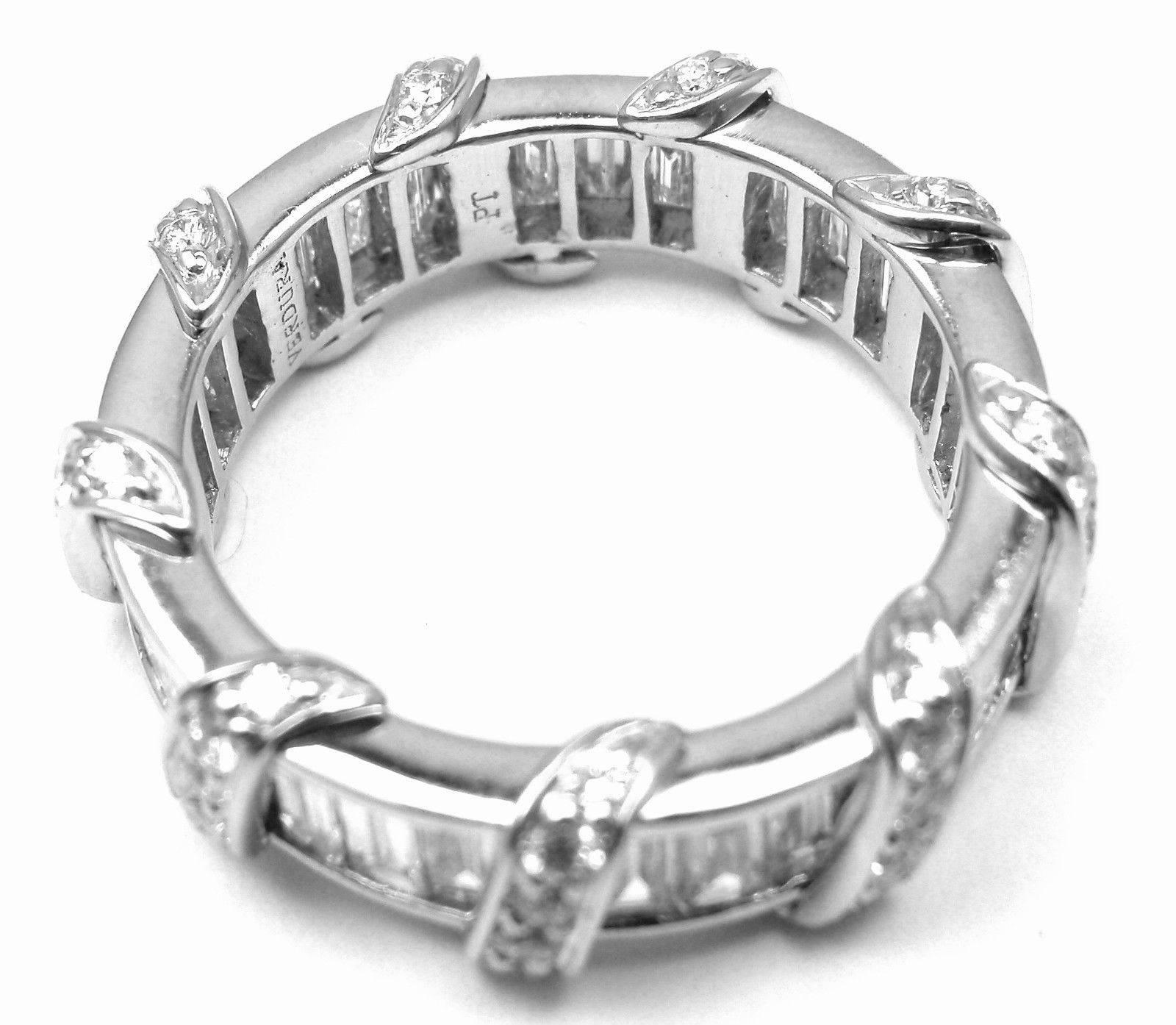 Women's or Men's Verdura Diamond Platinum Wide Eternity Band Ring