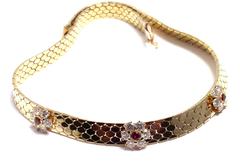Van Cleef & Arpels Honeycomb Ludo Rubin Diamant Gold Fleurette Halskette