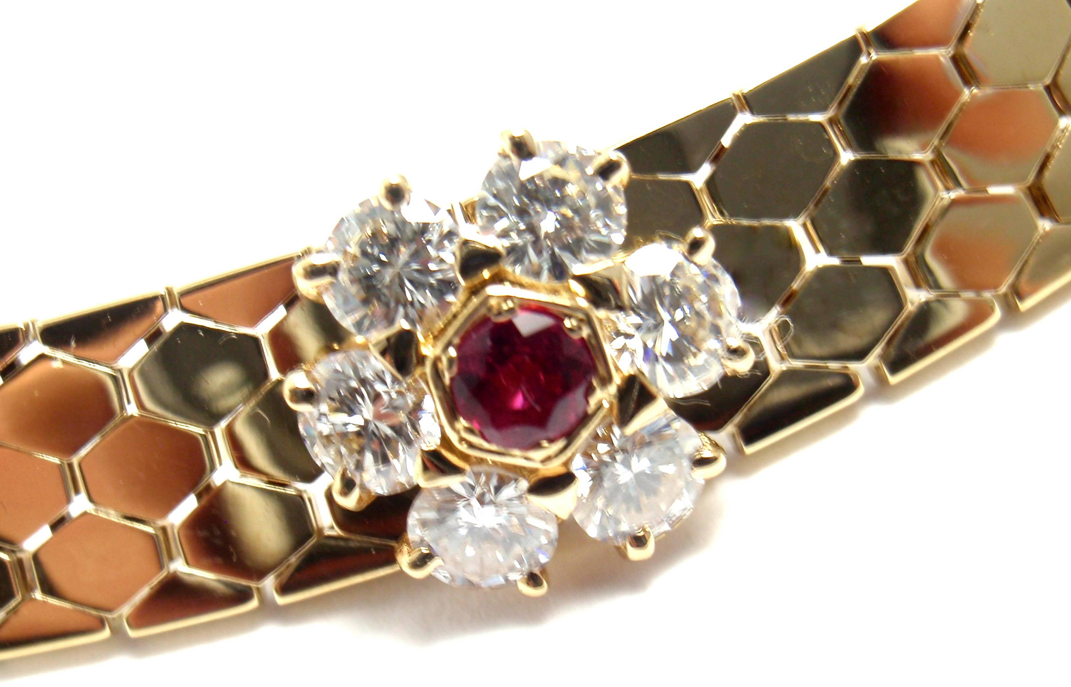 Van Cleef & Arpels Honeycomb Ludo Ruby Diamond Gold Fleurette Necklace 1