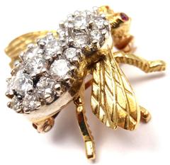 Herbert Rosenthal Diamond Gold Bee Pin Brooch