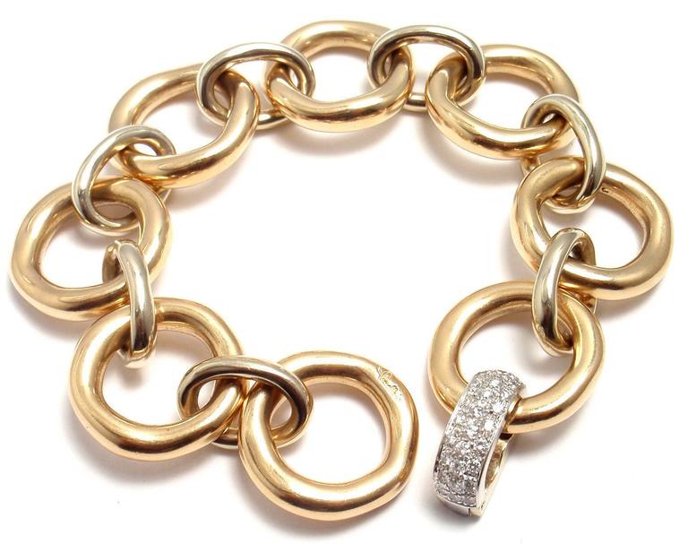Pomellato Diamond Two Color Gold Large Link Bracelet at 1stDibs