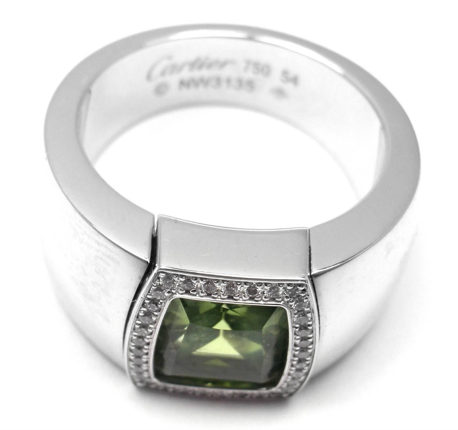 Women's or Men's Cartier La Dona Peridot Diamond Gold Band Ring