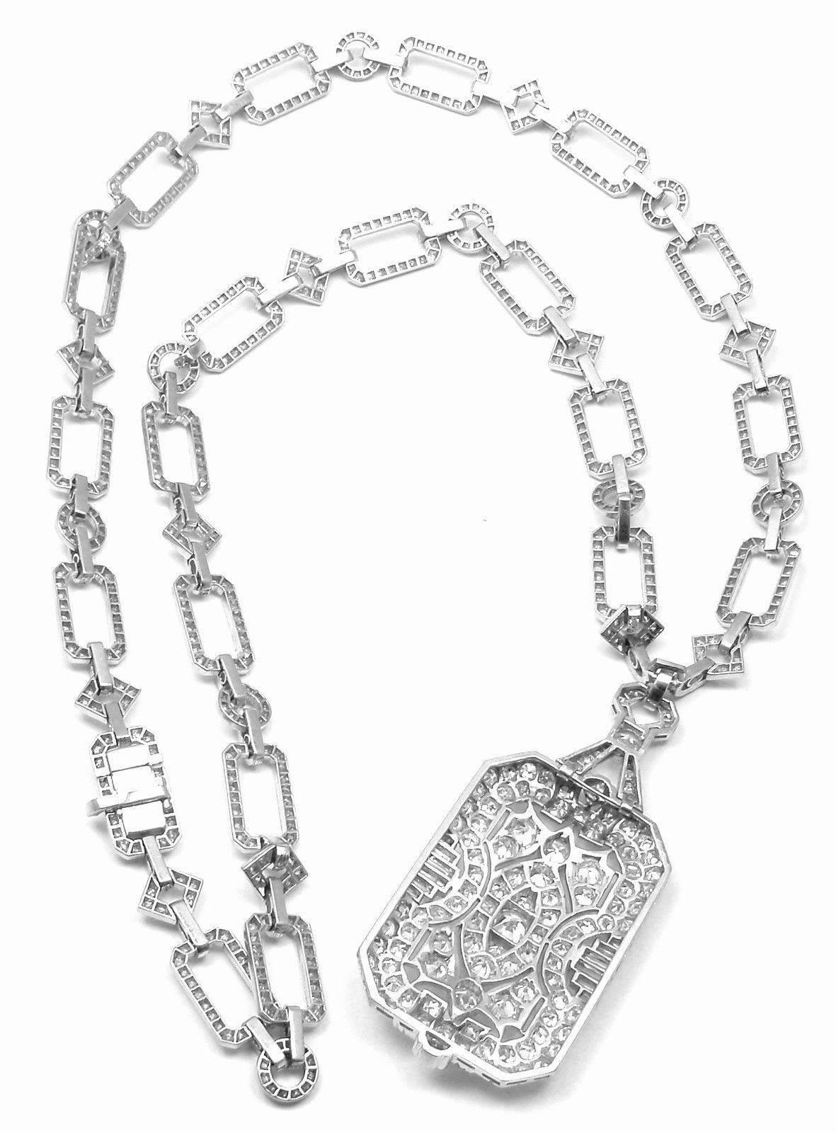 French Art Deco Diamond Platinum Long Necklace 3