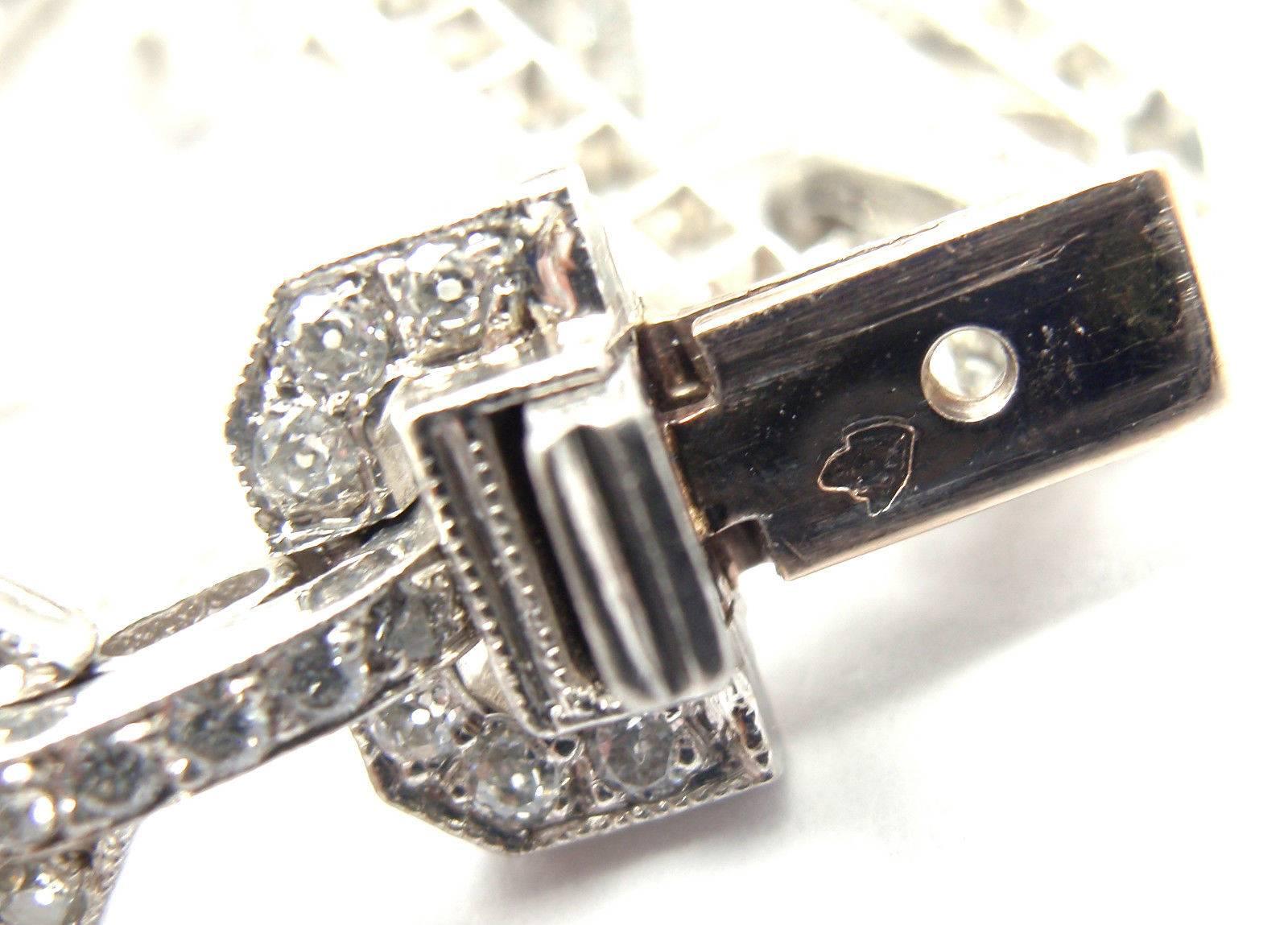 Women's or Men's French Art Deco Diamond Platinum Long Necklace