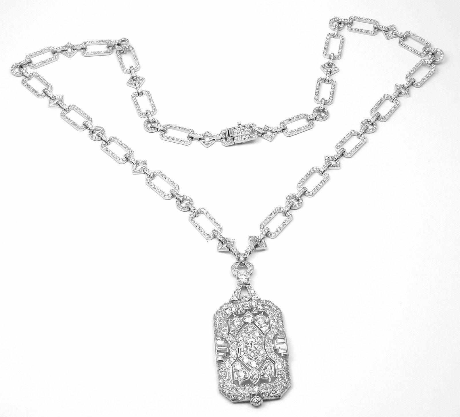 French Art Deco Diamond Platinum Long Necklace 6