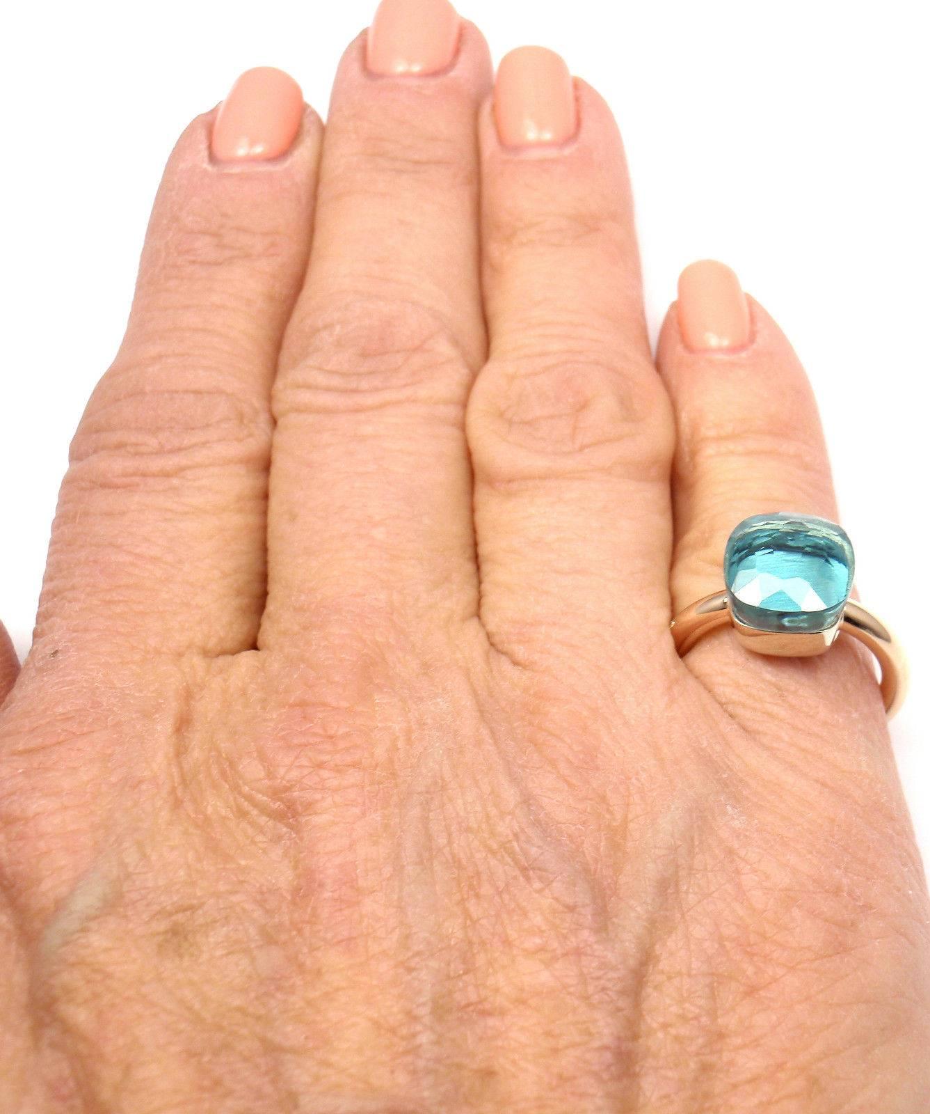 Women's or Men's Pomellato Nudo Blue Topaz Two Color Gold Ring