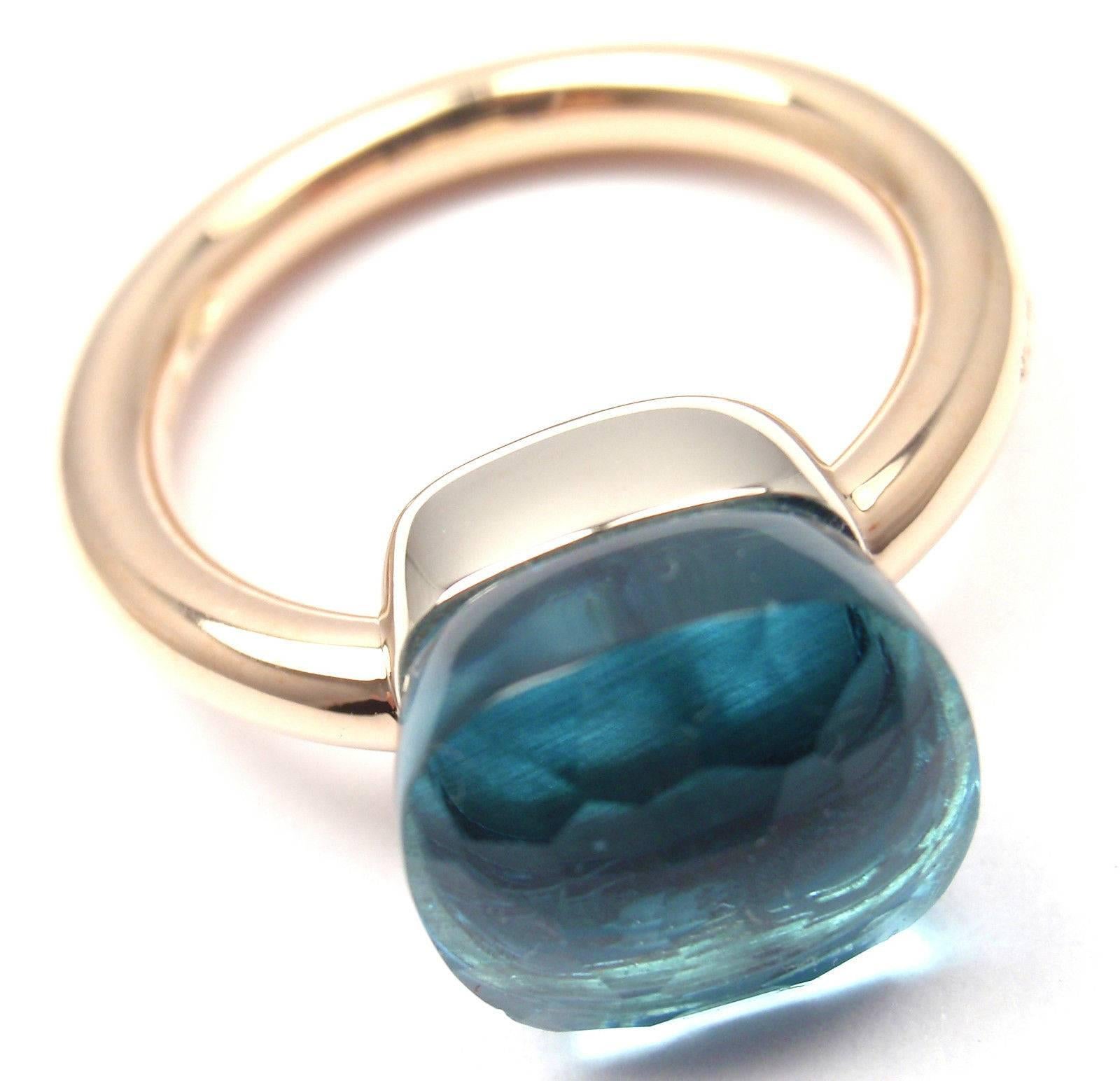 Pomellato Nudo Blue Topaz Two Color Gold Ring 2