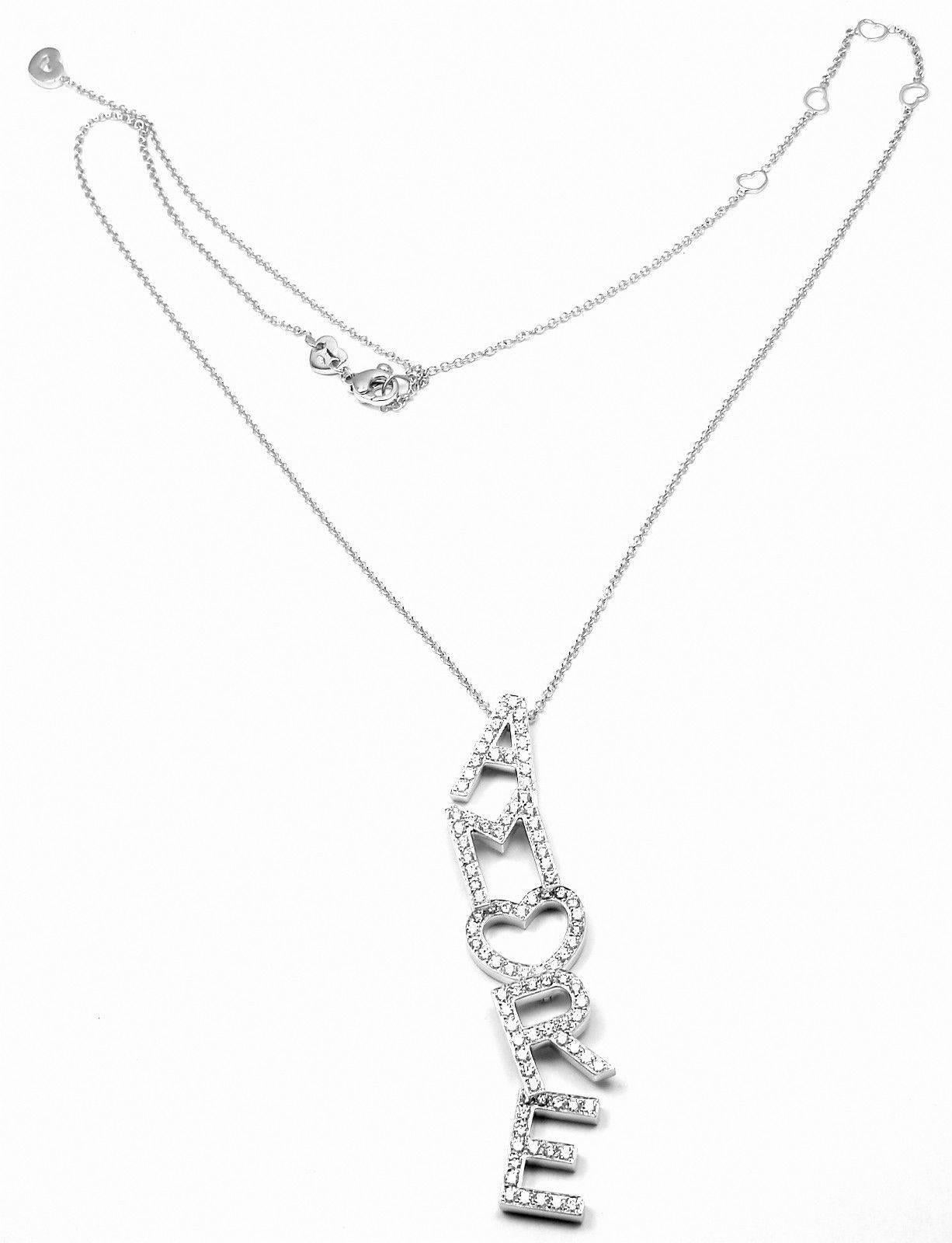 18k White Gold Amore 2.41ct Diamond Necklace by Pasquale Bruni. 
With Round brilliant cut diamonds VS1 clarity, G color total weight approx. 2.41ct 
This necklace comes with Box And Certificate.  

Details: 
Length: 28