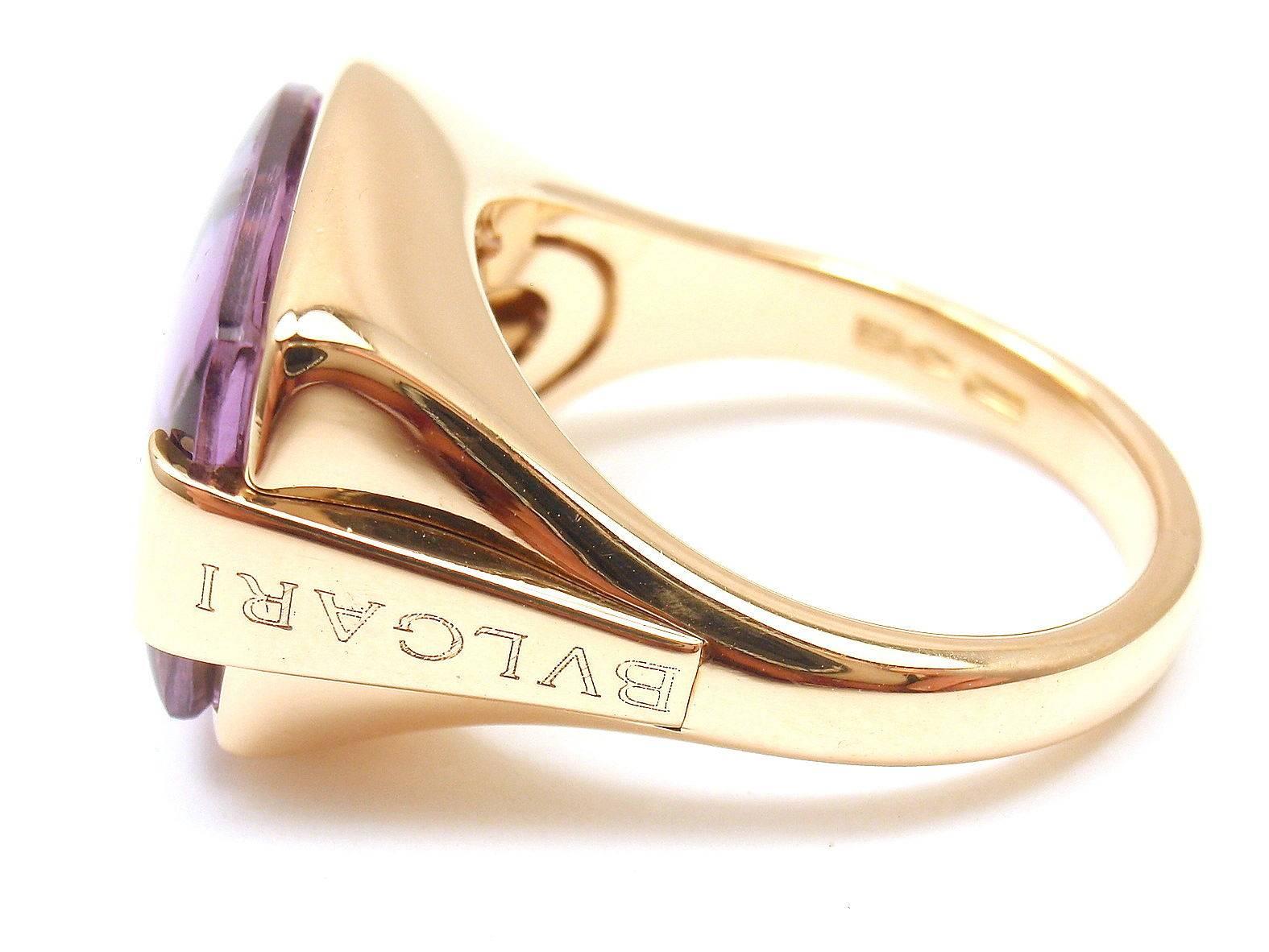 Bulgari Large Amethyst Gold Ring In New Condition In Holland, PA