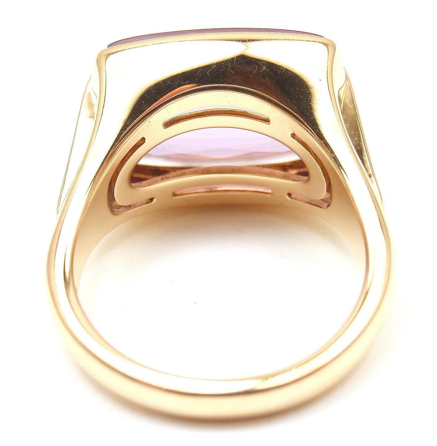 Bulgari Large Amethyst Gold Ring 4