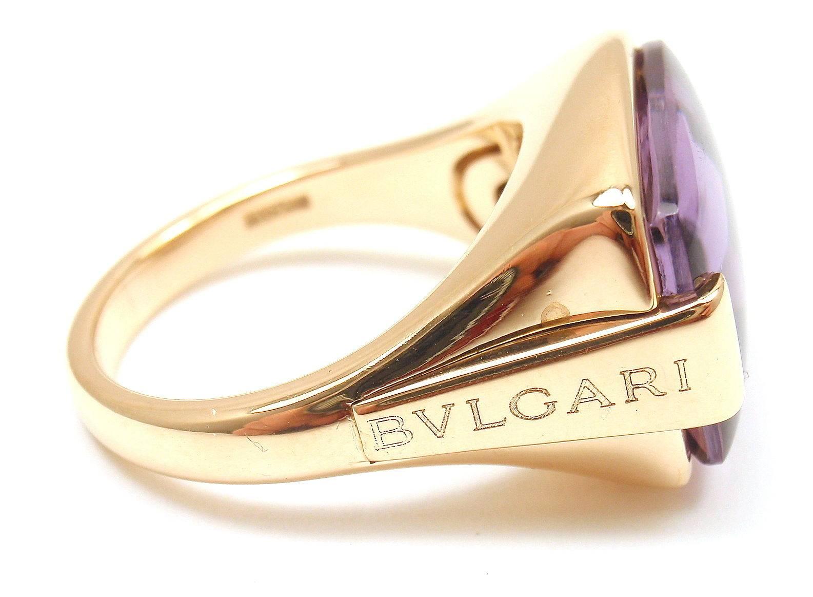 Women's or Men's Bulgari Large Amethyst Gold Ring