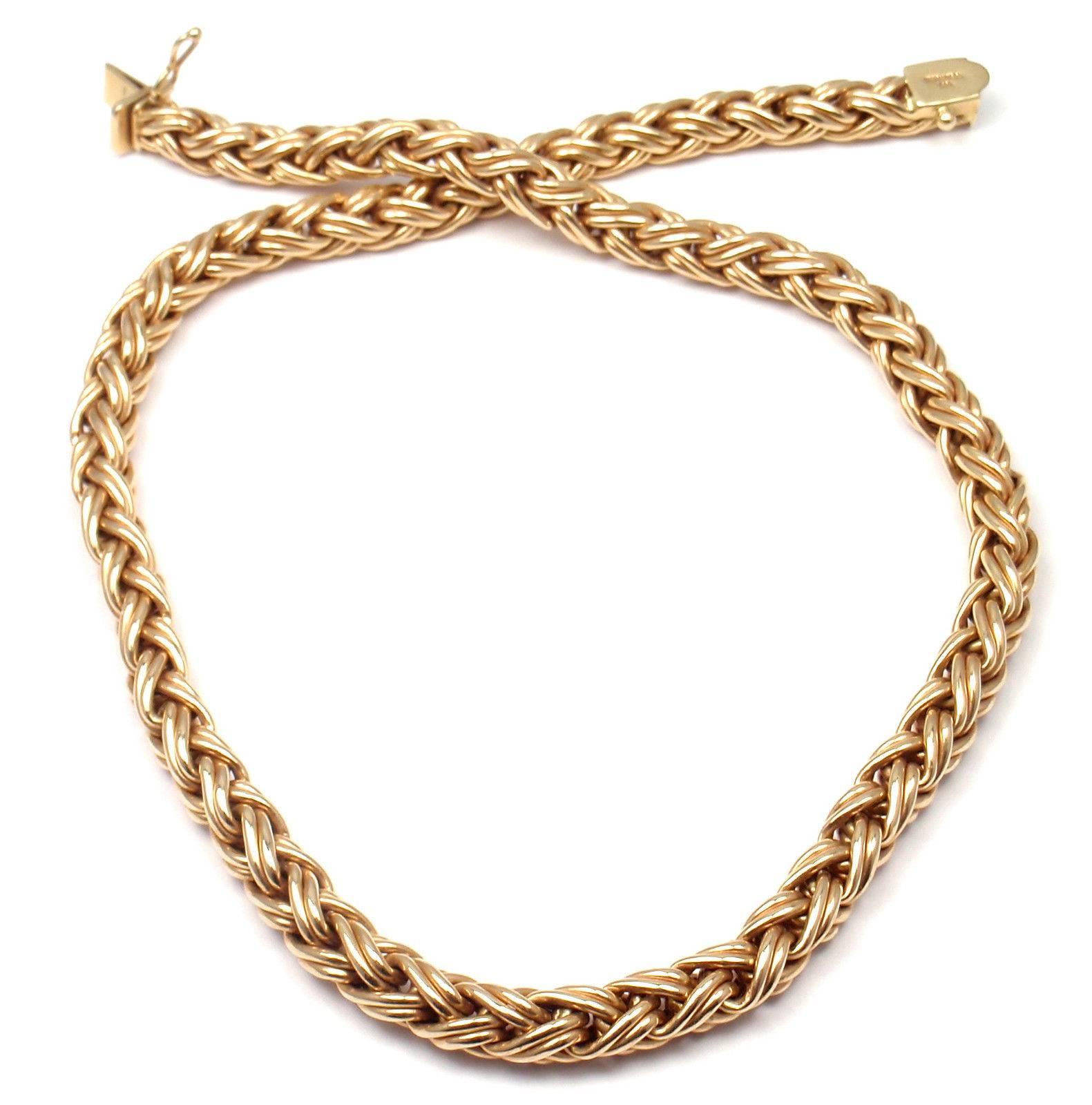 Tiffany & Co. Basket Weave Gold Necklace In New Condition In Holland, PA