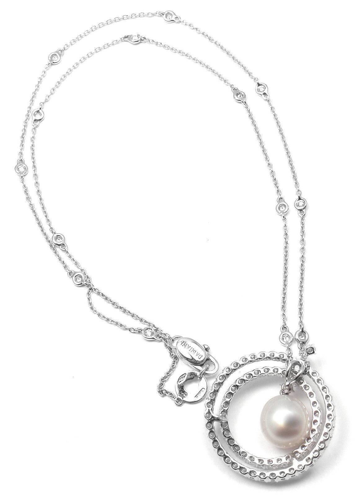 Damiani Pearl Diamond Gold Pendant Necklace 2