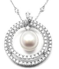 Damiani Pearl Diamond Gold Pendant Necklace