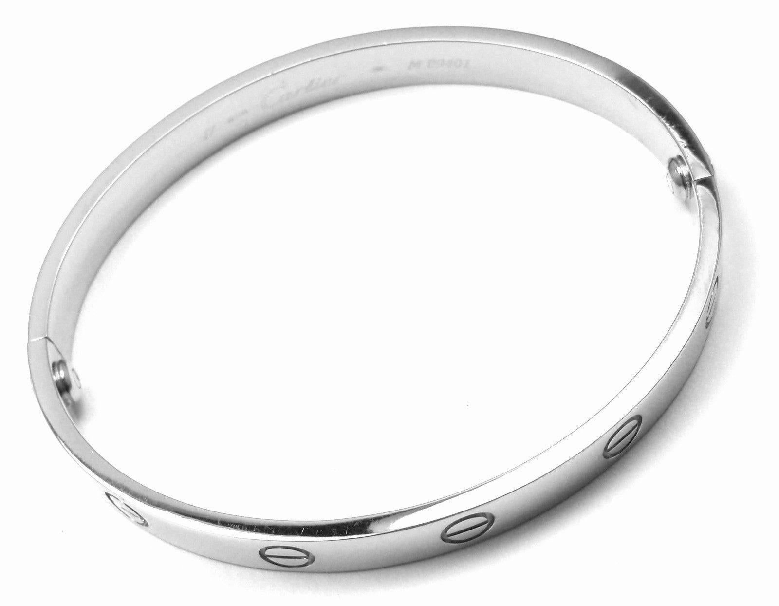 Women's or Men's Cartier Love White Gold Bangle Bracelet 