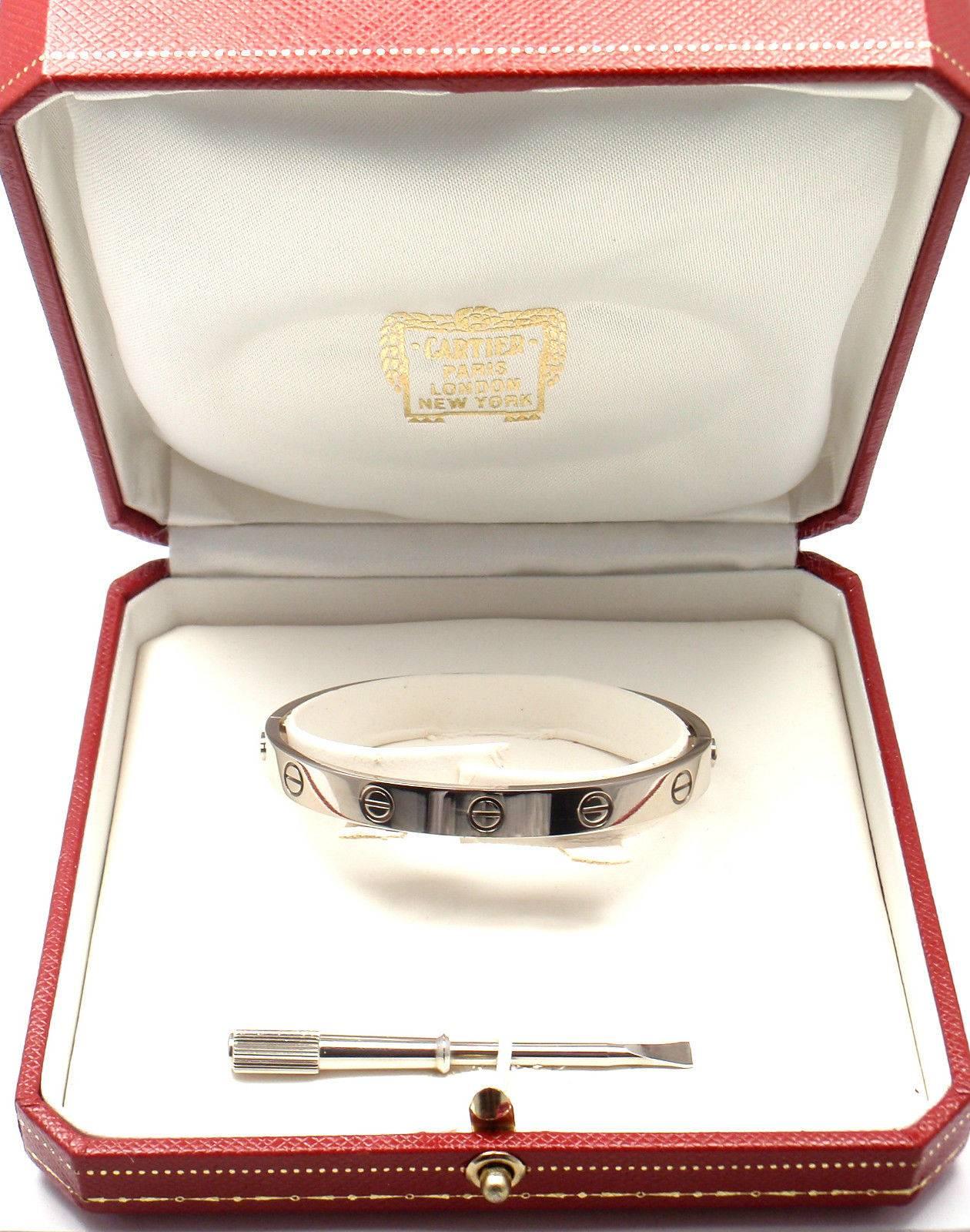 Cartier Love White Gold Bangle Bracelet  5