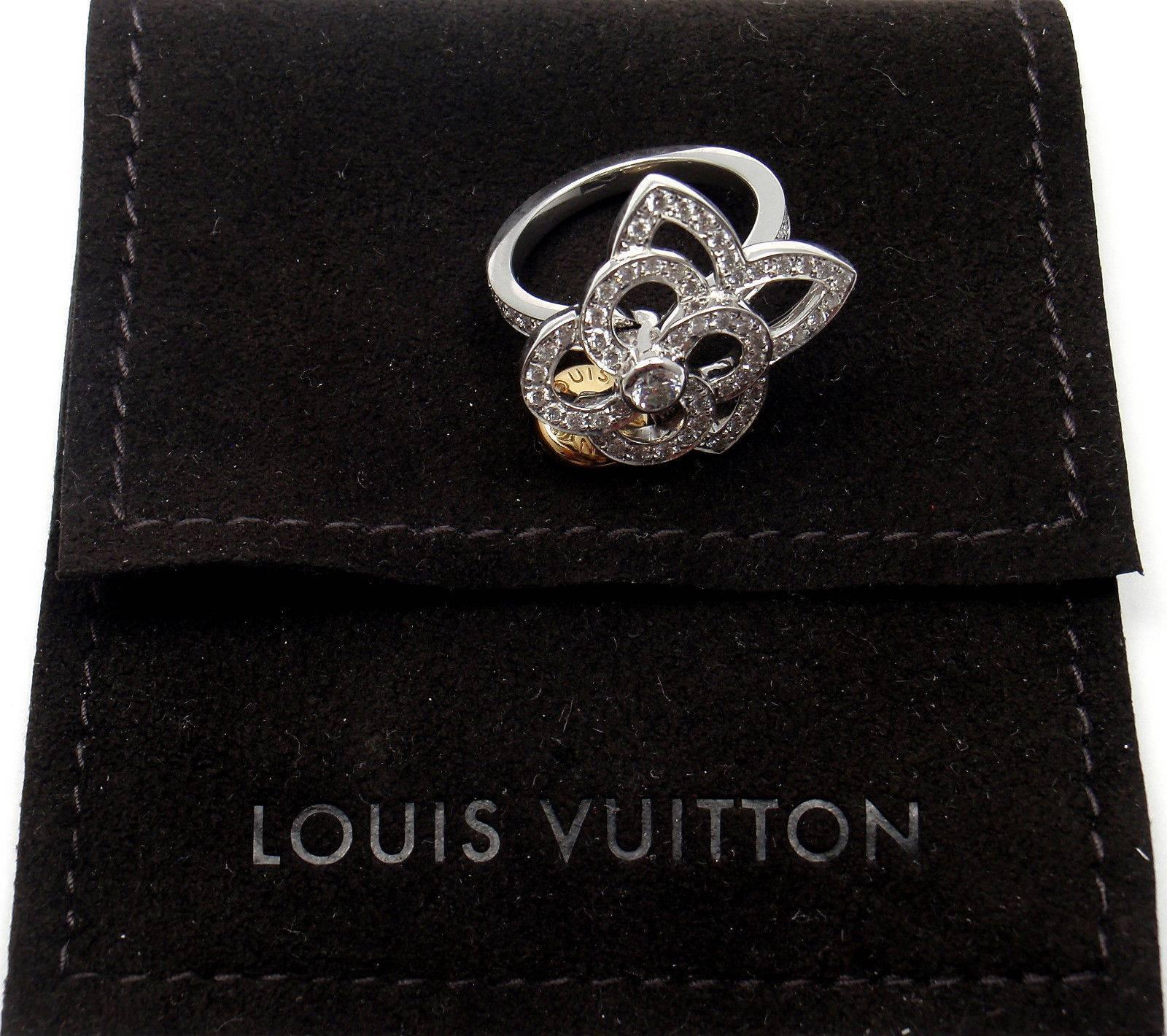 Women's or Men's Louis Vuitton Diamond Gold Flower Ring
