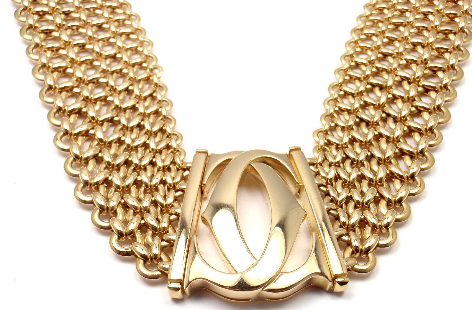 18k Yellow Gold Double C Five Row Wide Link Penelope Necklace by Cartier. 
This necklace comes with original Cartier box.

Details: 
Weight: 211.9 grams
Length: 16