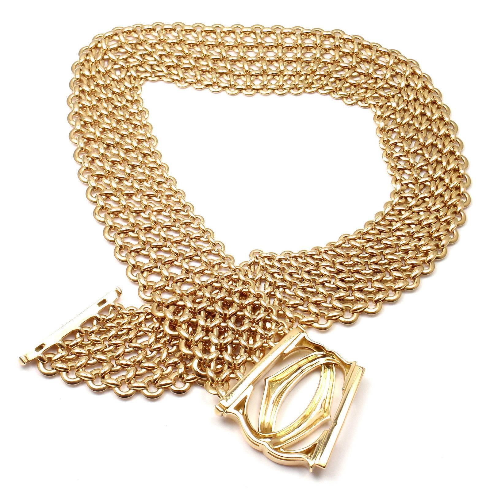 Women's or Men's Cartier Penelope Double C Five Row Wide Link Gold Necklace