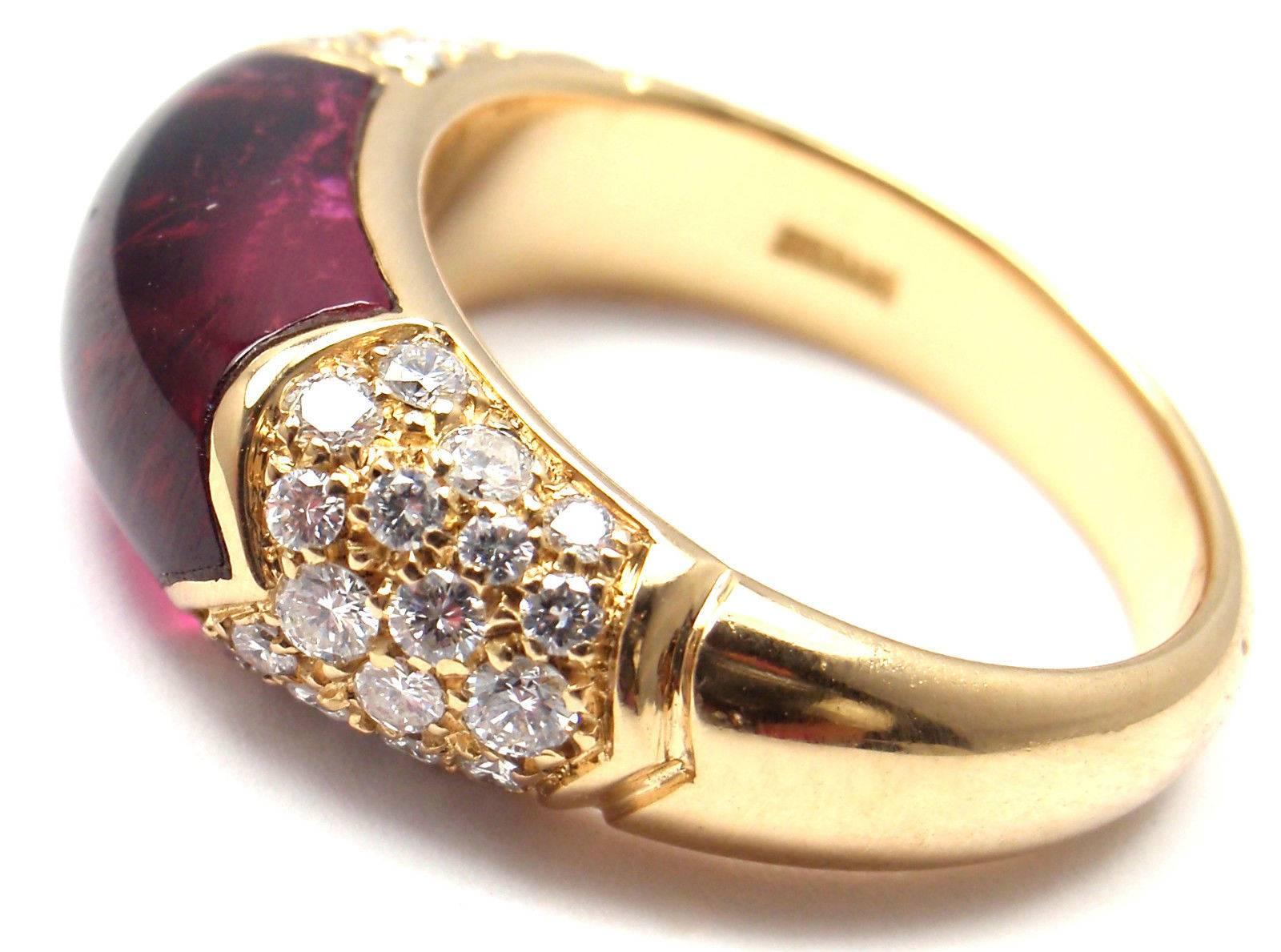 Bulgari Pink Tourmaline Diamond Gold Ring In New Condition In Holland, PA