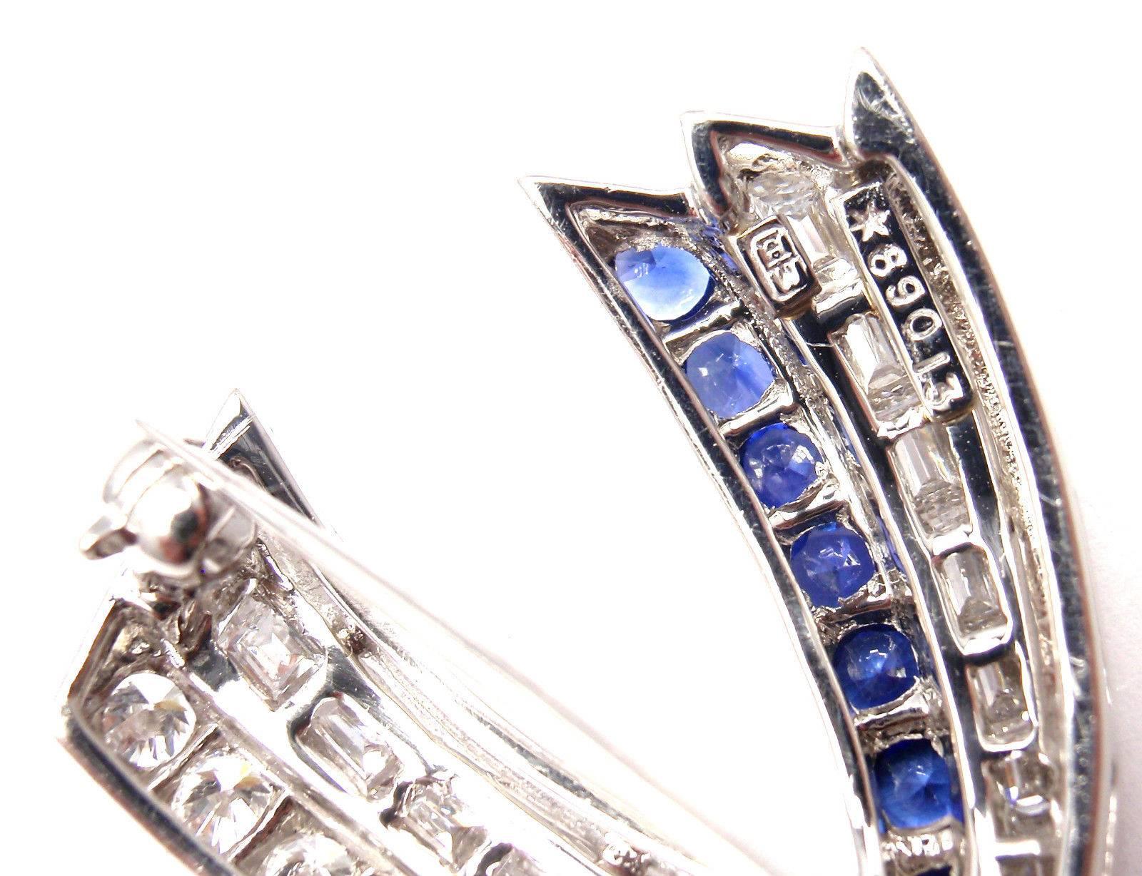 Harry Winston American Ribbon Diamond Sapphire Ruby Platinum Pin Brooch 5