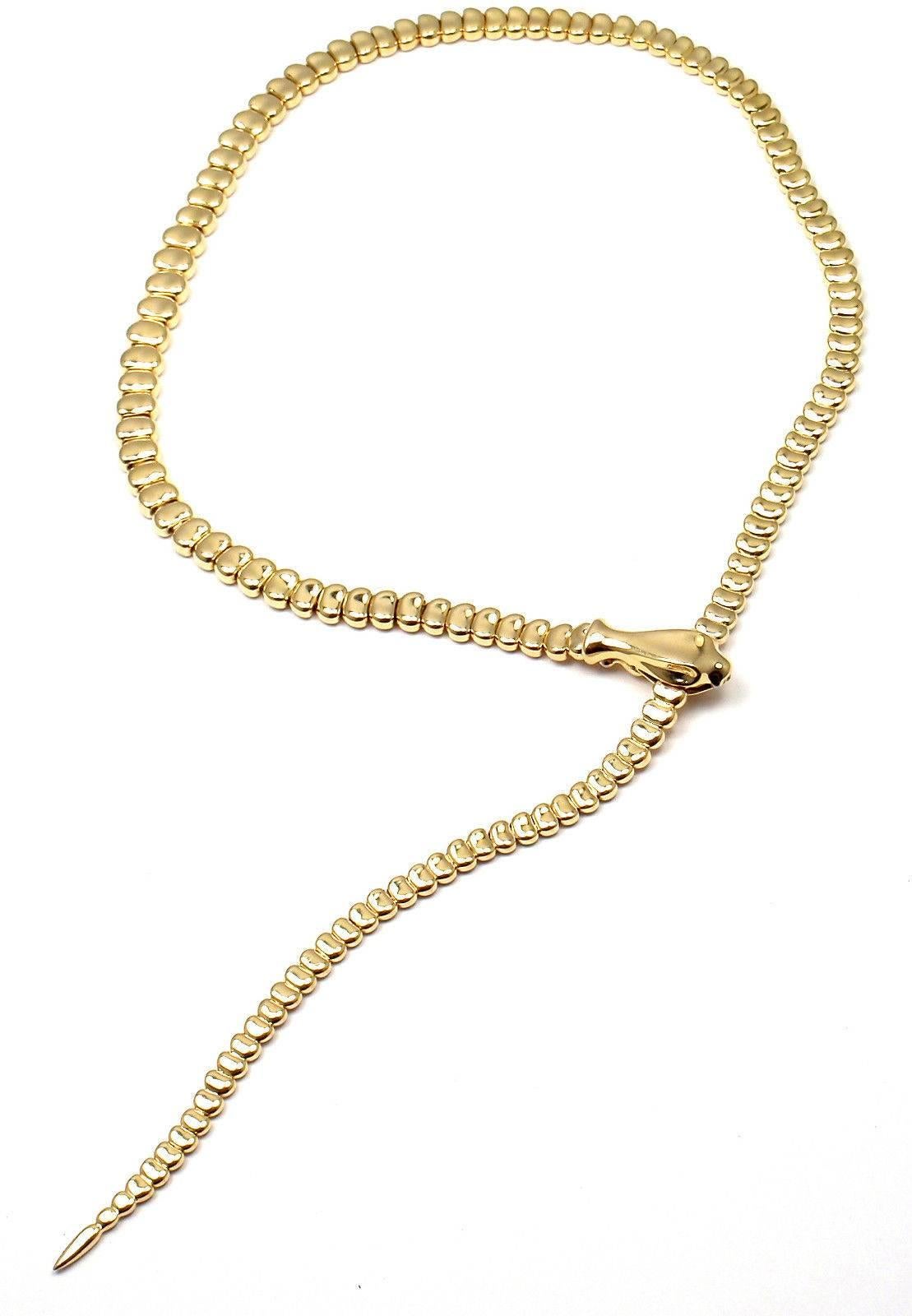 Tiffany & Co. Elsa Peretti Snake Lariat Gold Necklace In New Condition In Holland, PA
