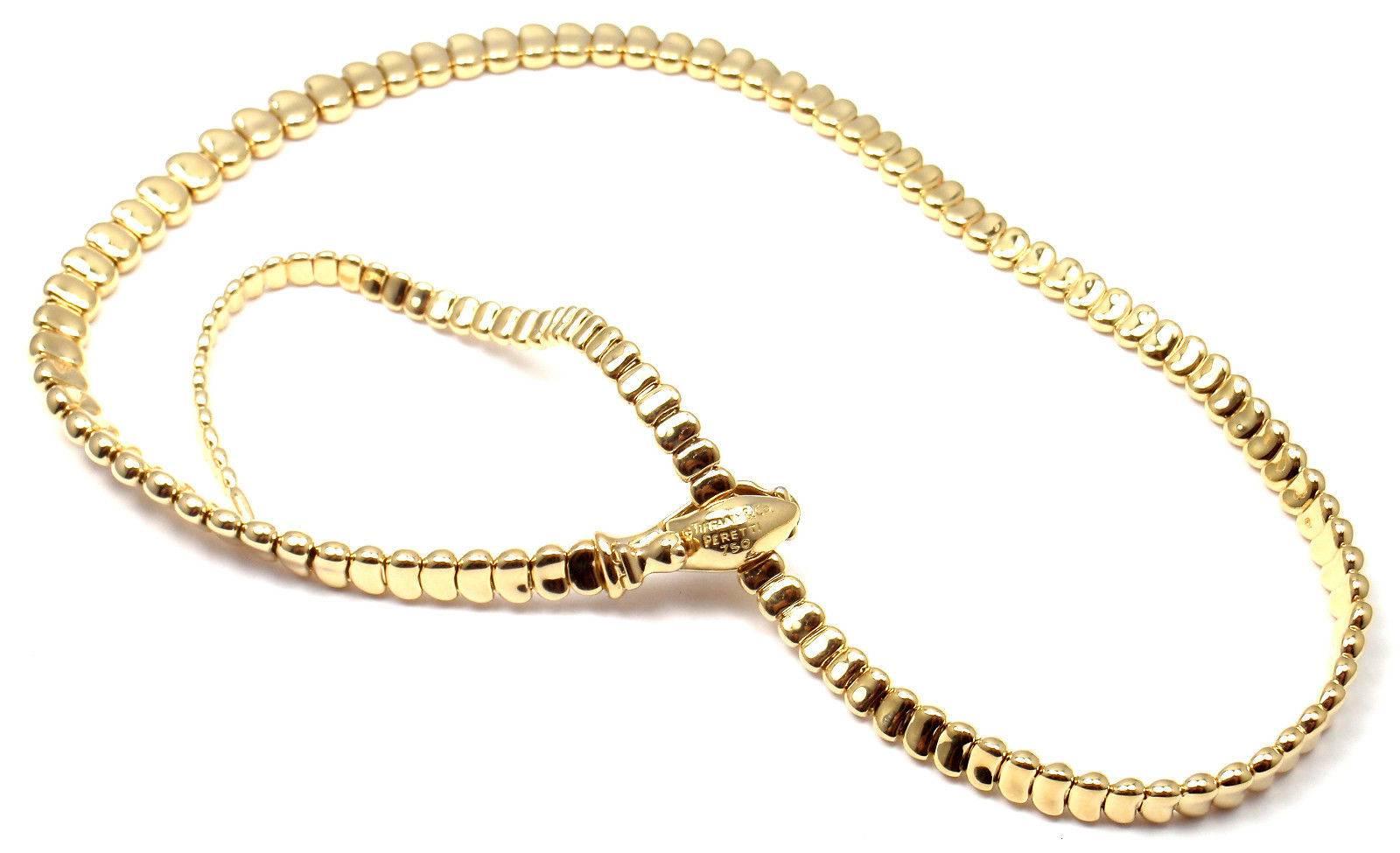 Tiffany & Co. Elsa Peretti Snake Lariat Gold Necklace 3