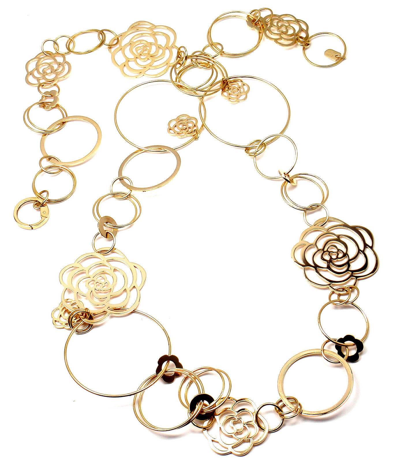 Chanel Long Link Camelia Flower Gold Sautoir Necklace 2
