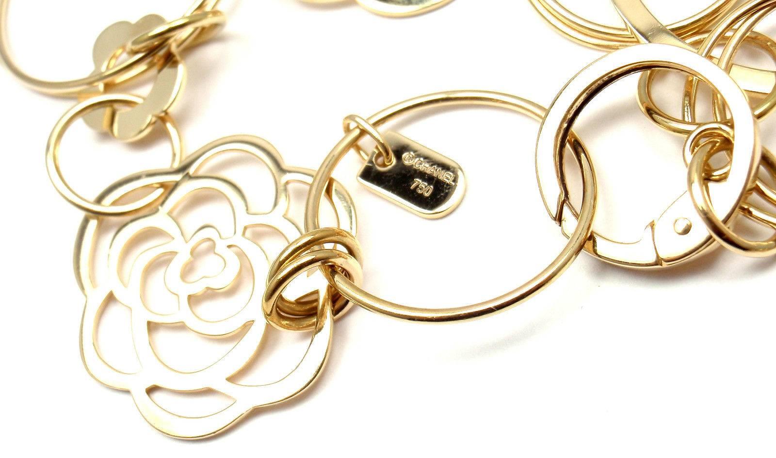 Women's or Men's Chanel Long Link Camelia Flower Gold Sautoir Necklace