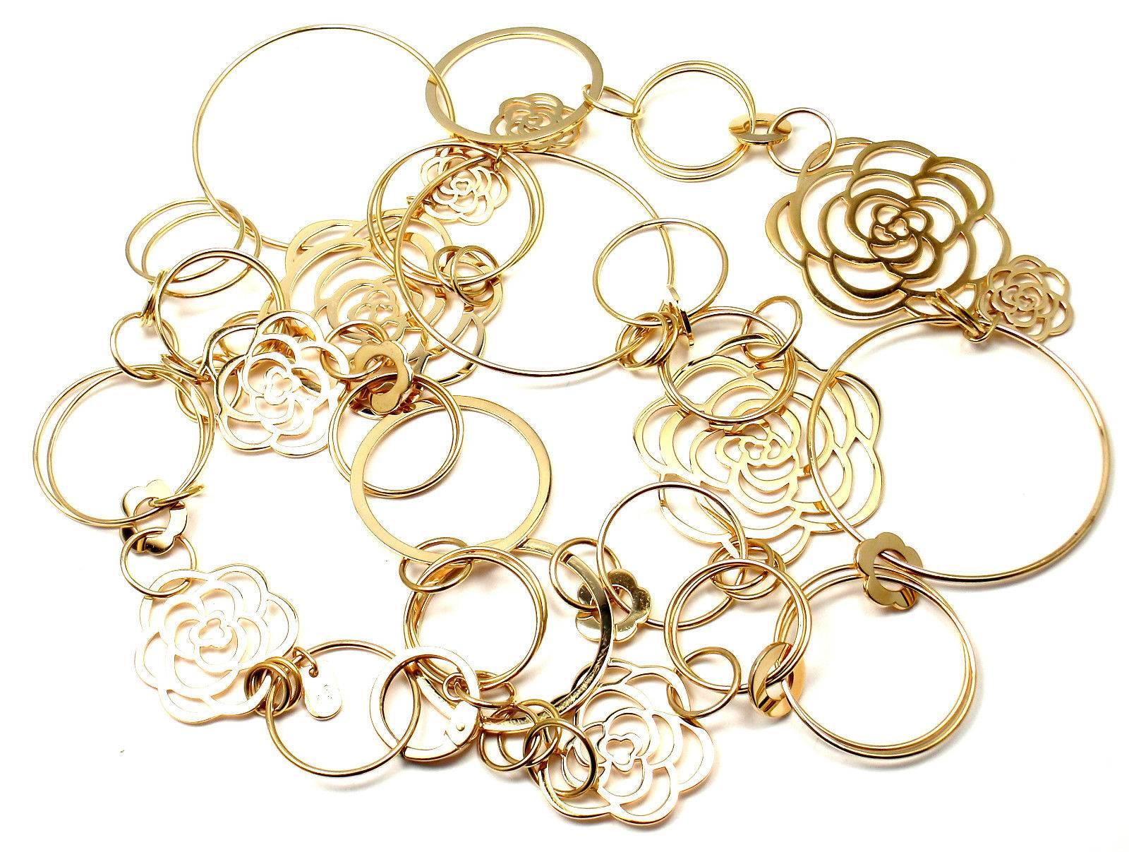 Chanel Long Link Camelia Flower Gold Sautoir Necklace 1