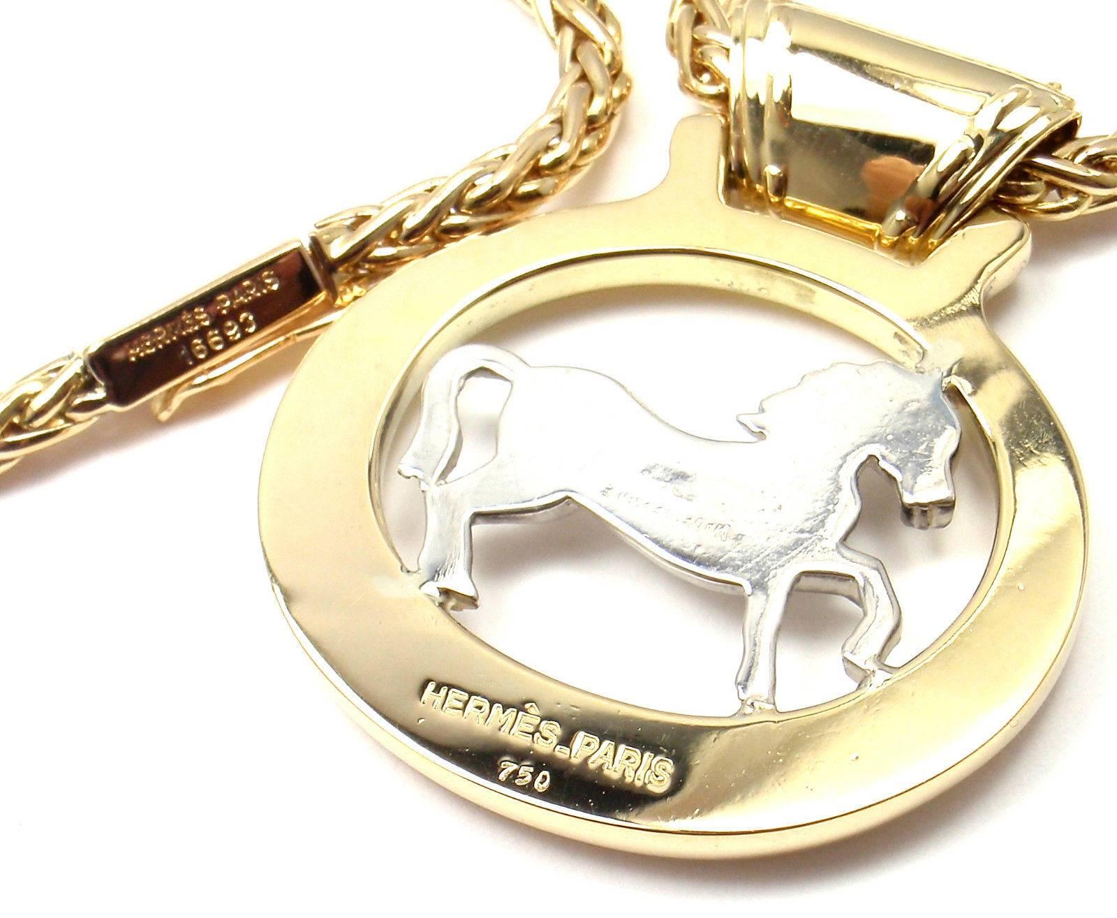 Hermes Halskette mit zweifarbigem Goldpferd-Anhänger 1