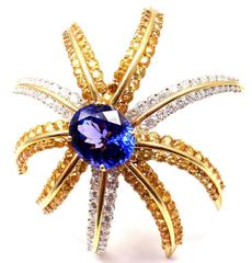 Tiffany & Co. Fireworks Sapphire Tanzanite Diamond Platinum Gold Pin Brooch