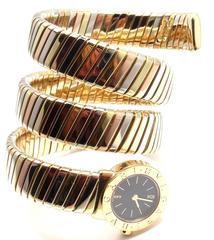 Bulgari Lady's Tricolor Gold Tubogas Serpent Bracelet Wristwatch
