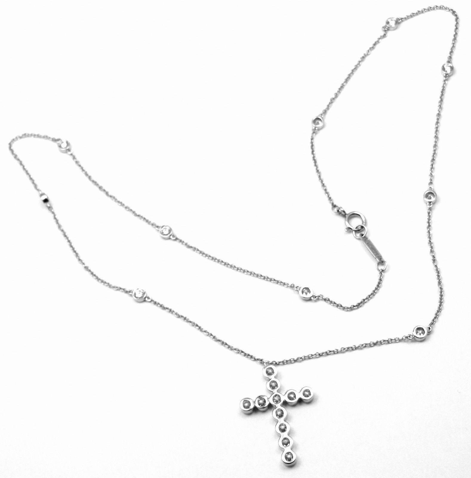 Tiffany & Co. Jazz  Diamond Platinum Cross Pendant Necklace 3