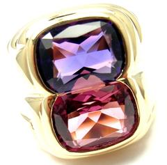 Bulgari Pink Tourmaline Amethyst Gold Ring