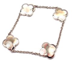 Van Cleef & Arpels Pure Alhambra Grey Mother Of Pearl Gold Link Bracelet