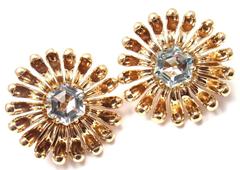 Tiffany & Co. Large Aquamarine Gold Earrings