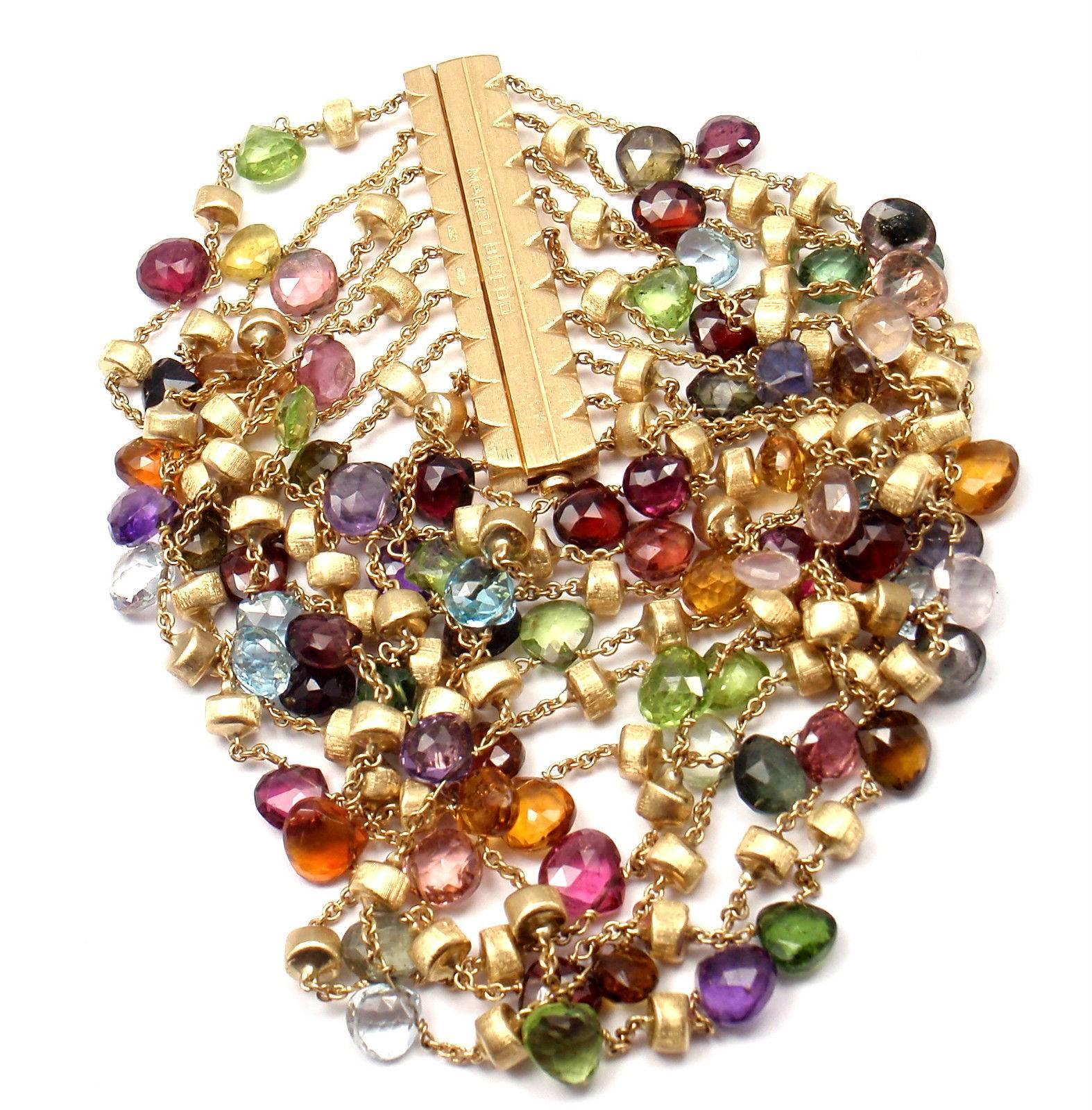 Marco Bicego Paradise Multicolor Gemstone 10 Strand Gold Bracelet 2