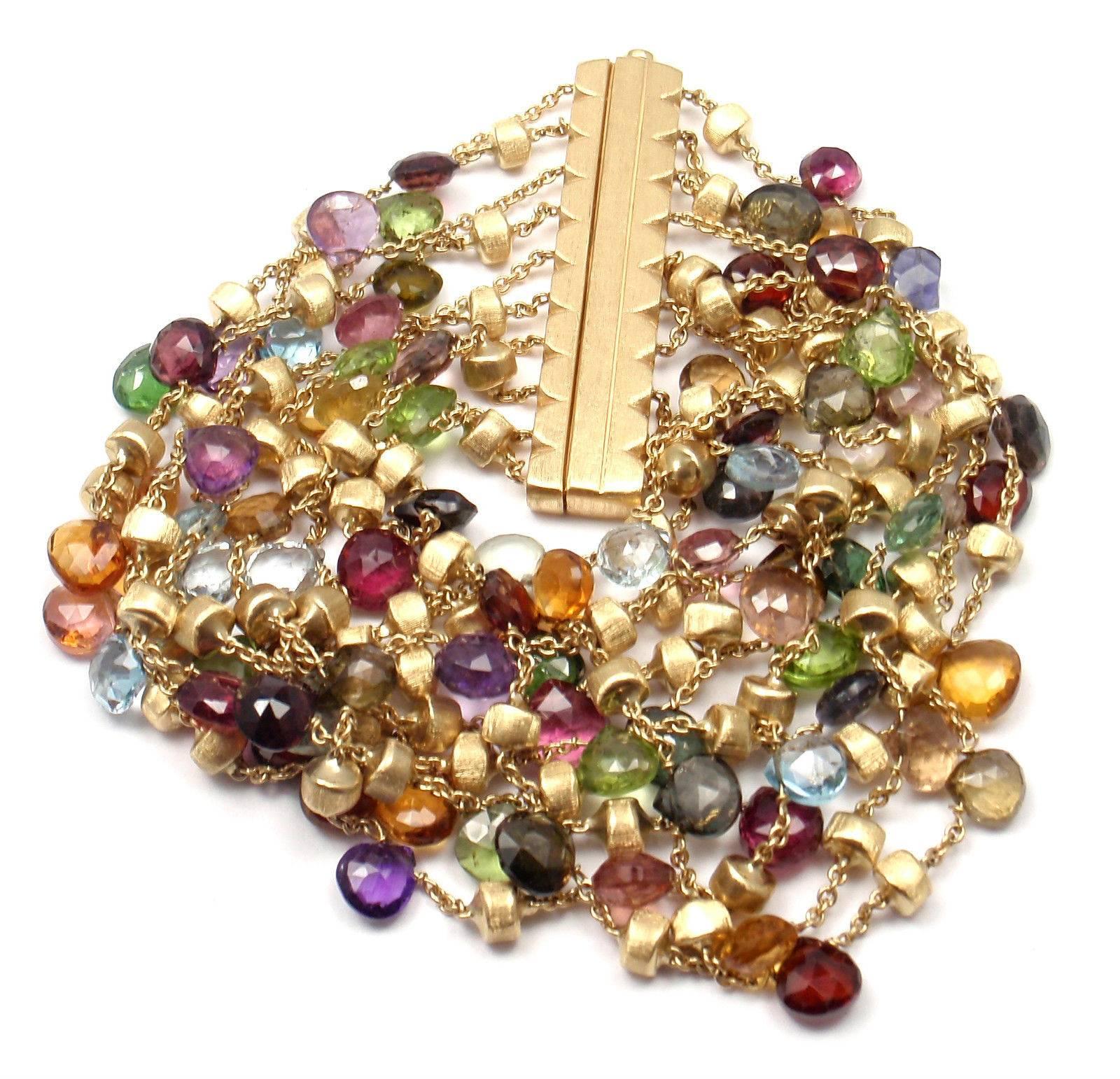 Marco Bicego Paradise Multicolor Gemstone 10 Strand Gold Bracelet 1