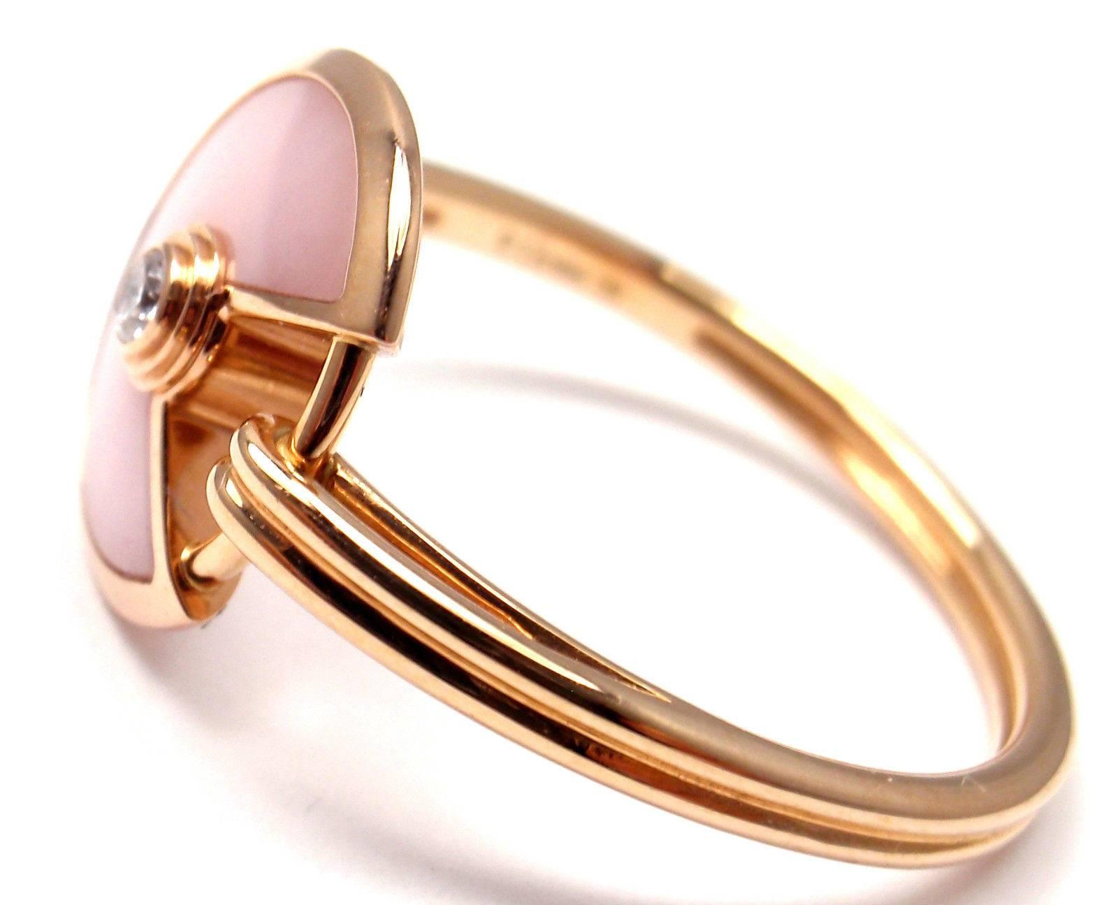 Cartier Amulette de Cartier Pink Opal Diamond Gold Ring In New Condition In Holland, PA
