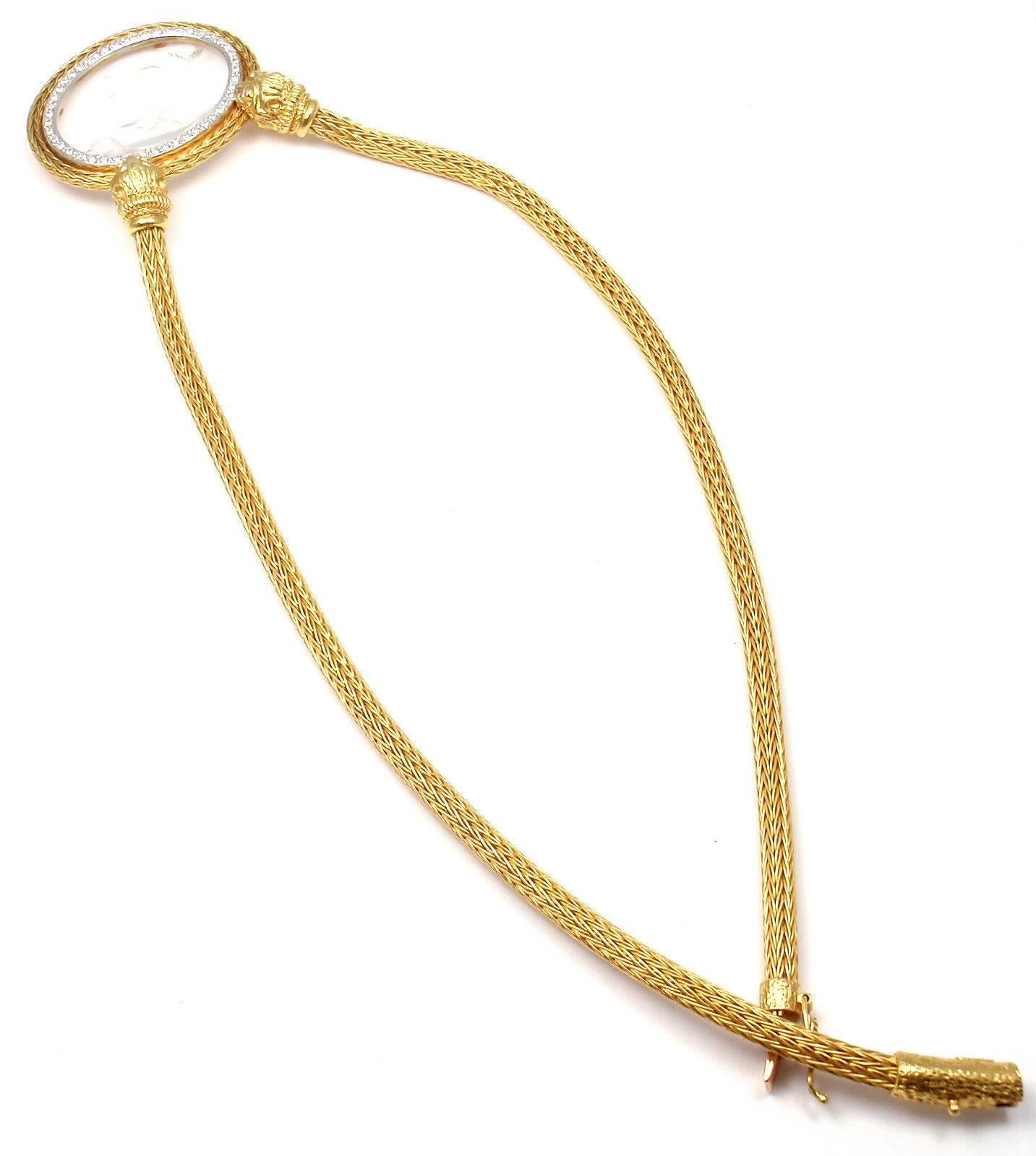 Ilias Lalaounis Greece Rock Crystal Diamond Gold Dolphin Necklace 1