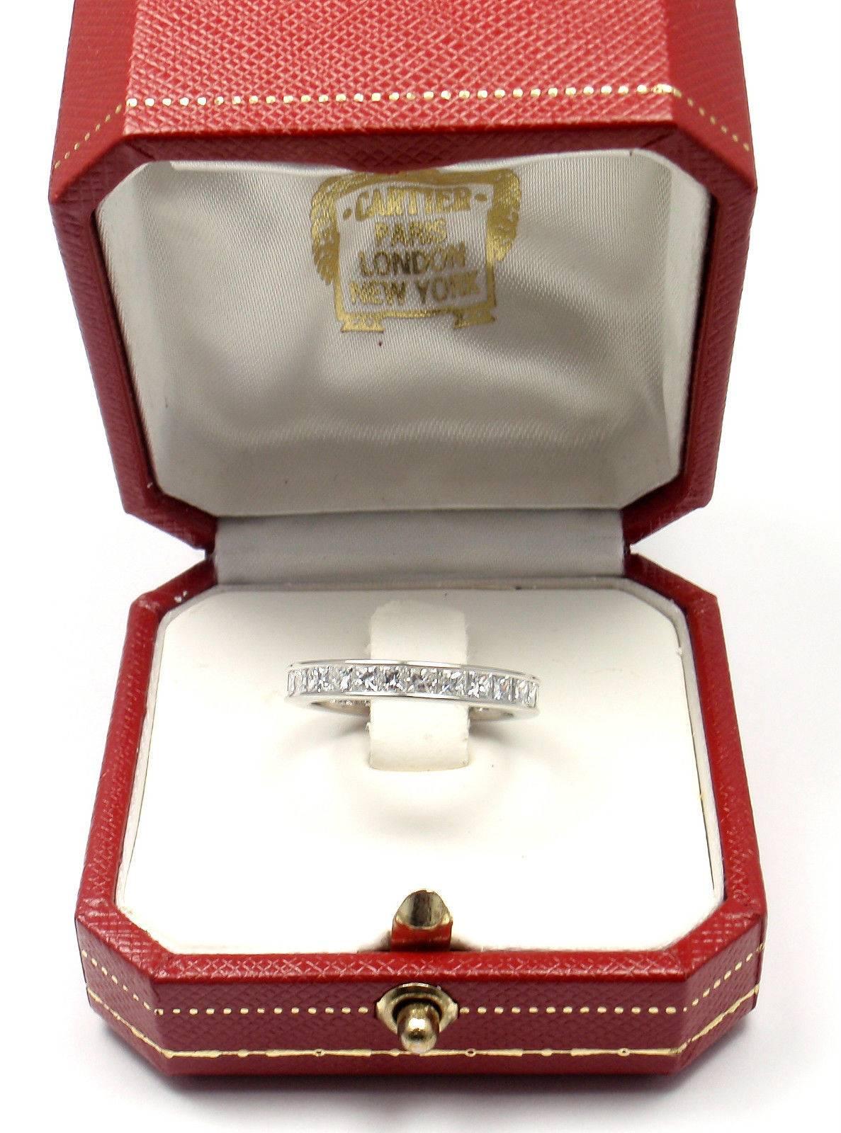 Women's or Men's Cartier Princess Cut Diamond Platinum Eternity Band Ring