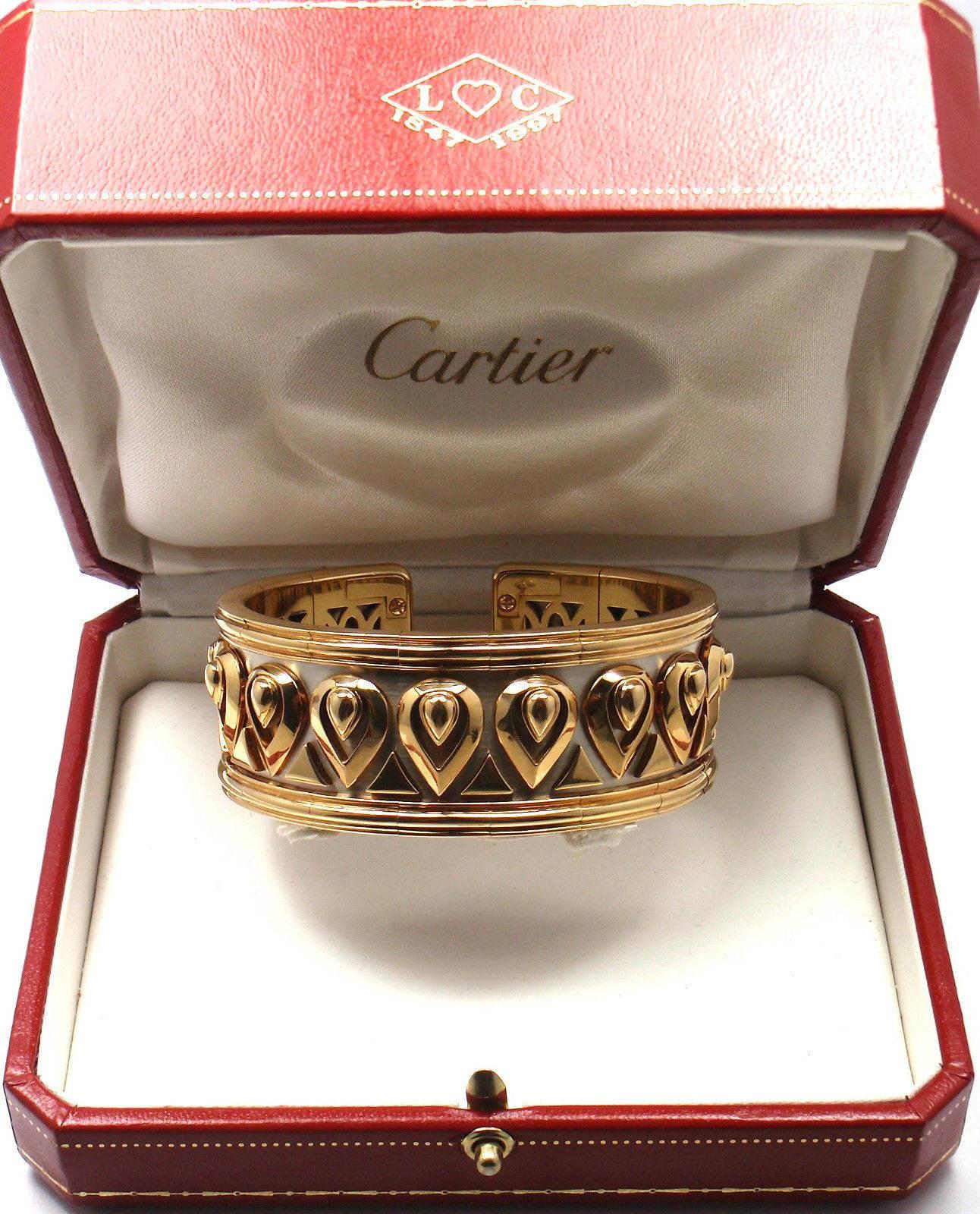 Cartier Wide Two Color Gold Cuff Bangle Bracelet 4