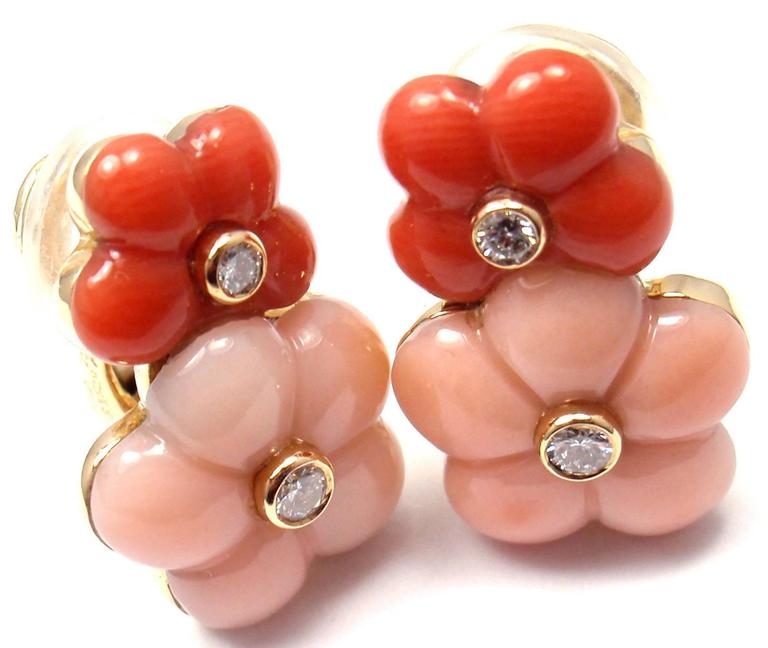Van Cleef And Arpels Red Pink C Diamond Gold Flower Van Cleef And Arpels Red Pink C Diamond Gold Flower