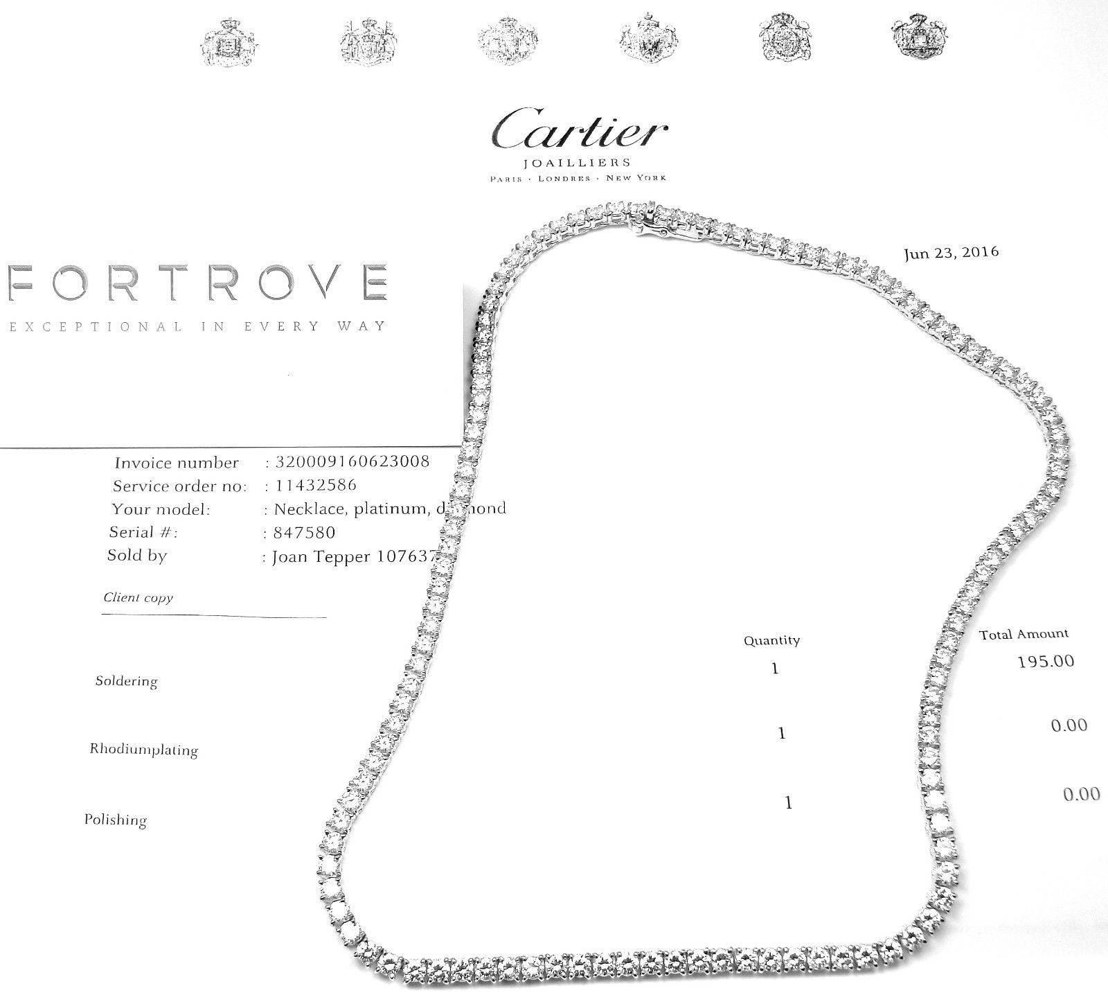 Cartier 15.47 Carats Diamonds Tennis Line Platinum Necklace 1