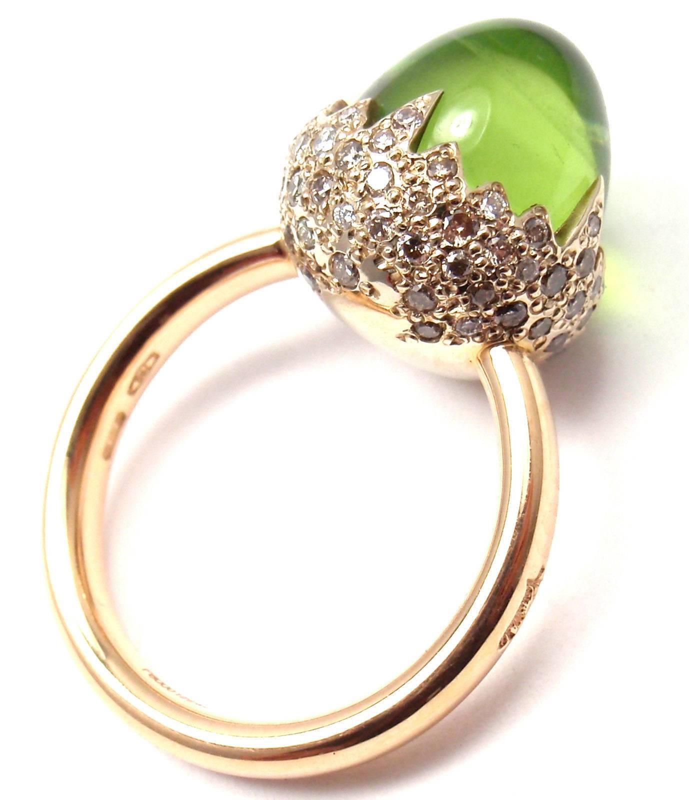 Pomellato Chimera Peridot Diamond Two Color Gold Ring In New Condition In Holland, PA
